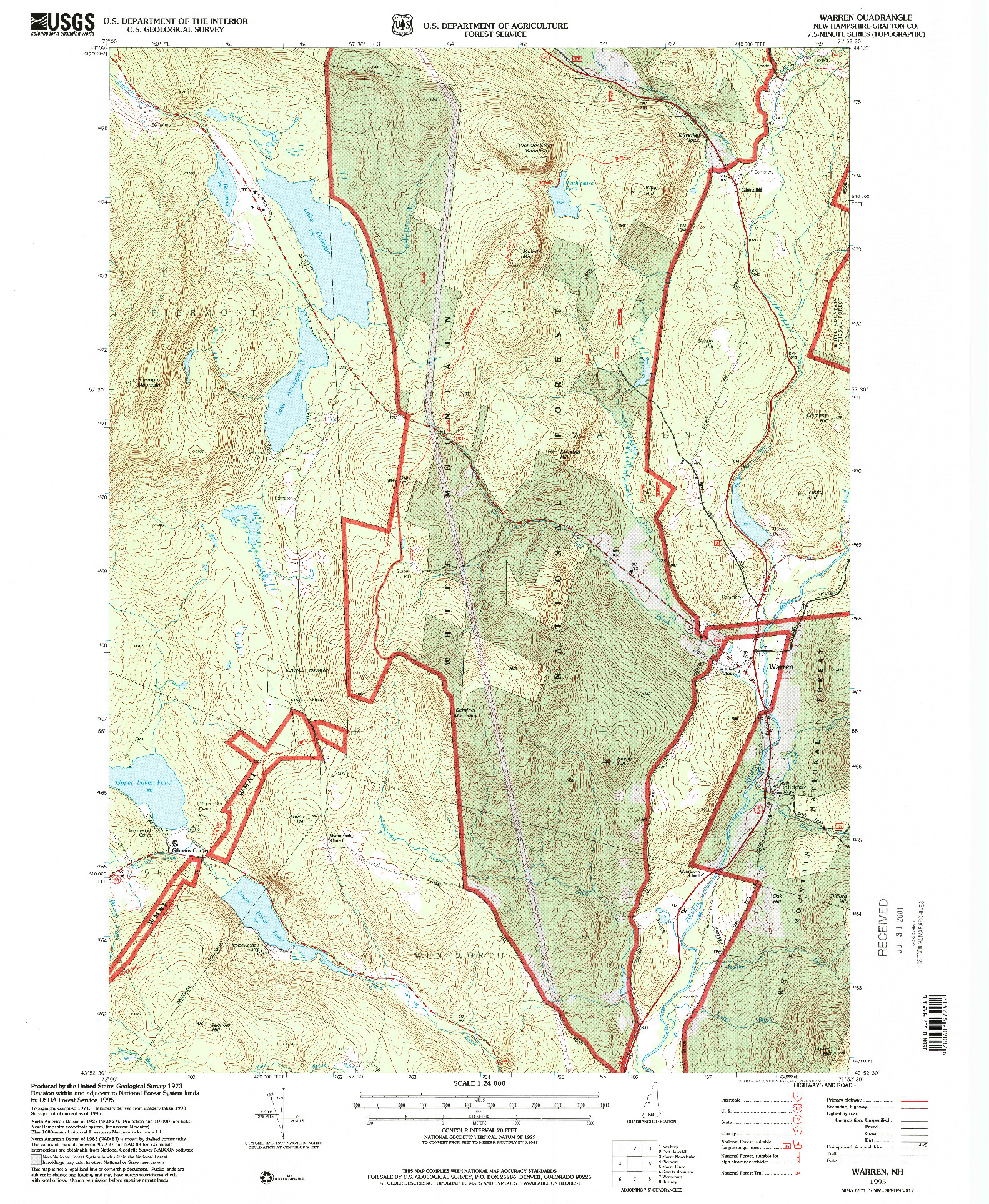 USGS 1:24000-SCALE QUADRANGLE FOR WARREN, NH 1995