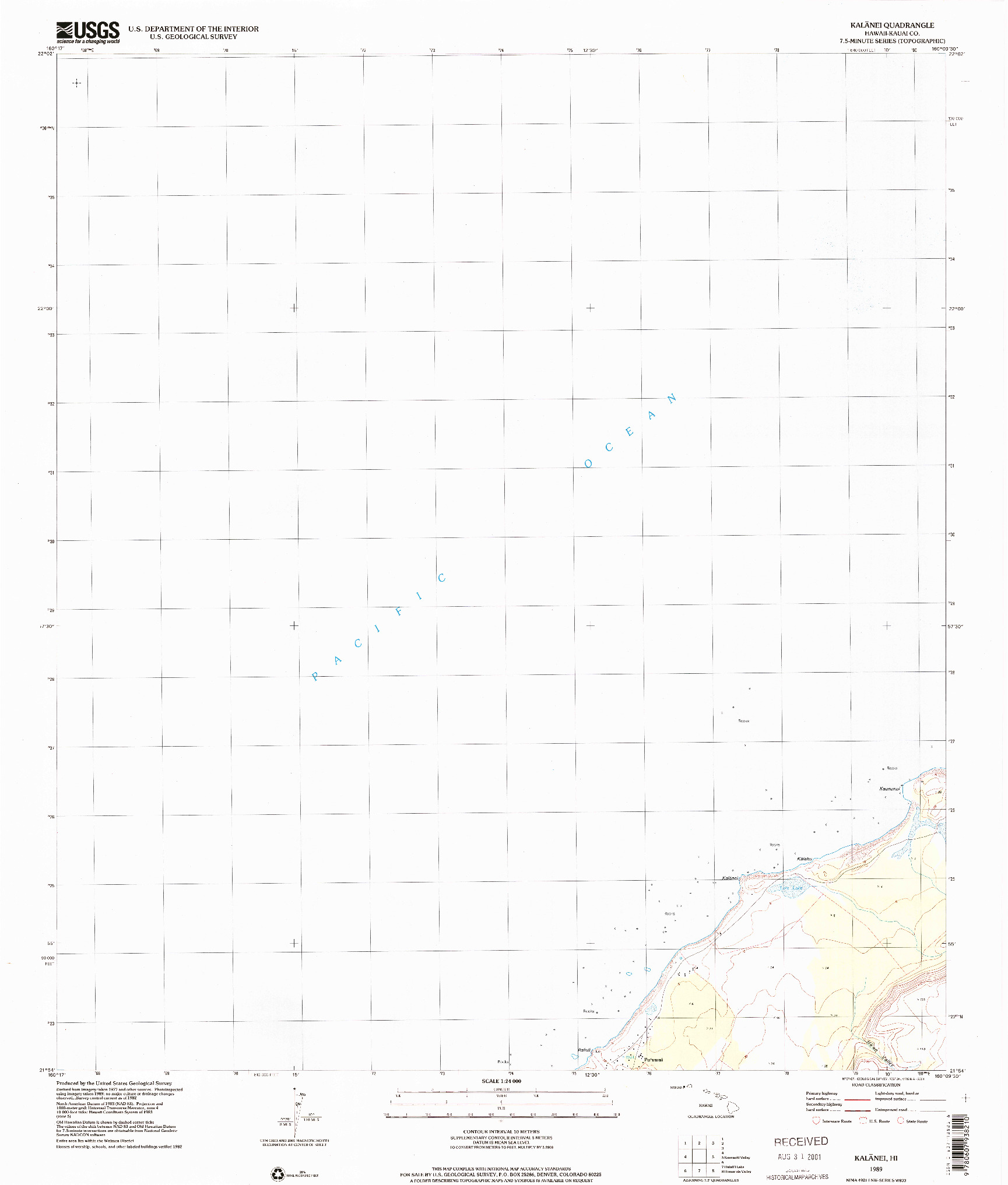 USGS 1:24000-SCALE QUADRANGLE FOR KALANEI, HI 1989