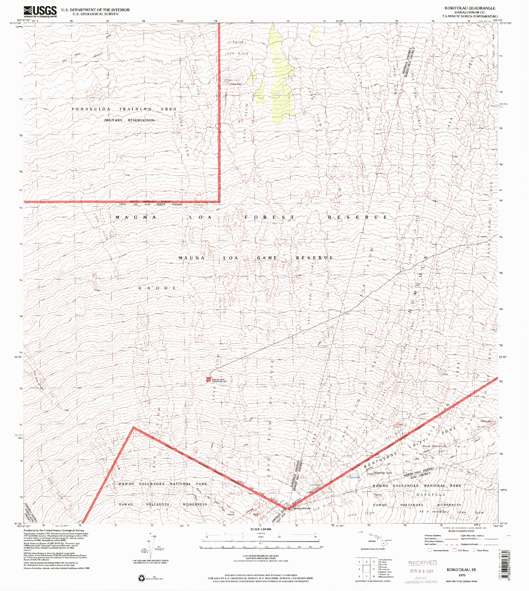 USGS 1:24000-SCALE QUADRANGLE FOR KOKOOLAU, HI 1993
