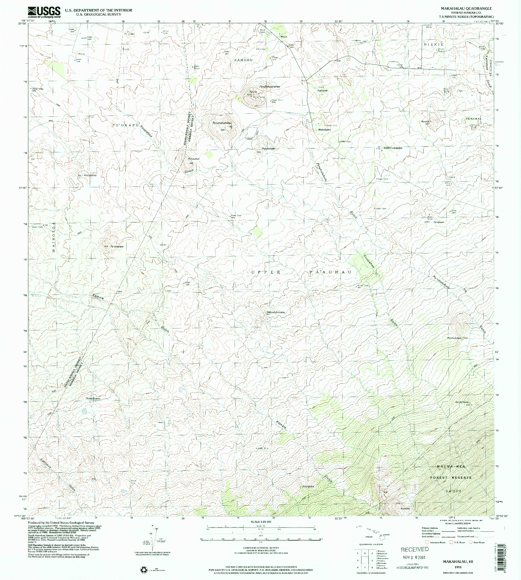 USGS 1:24000-SCALE QUADRANGLE FOR MAKAHALAU, HI 1993
