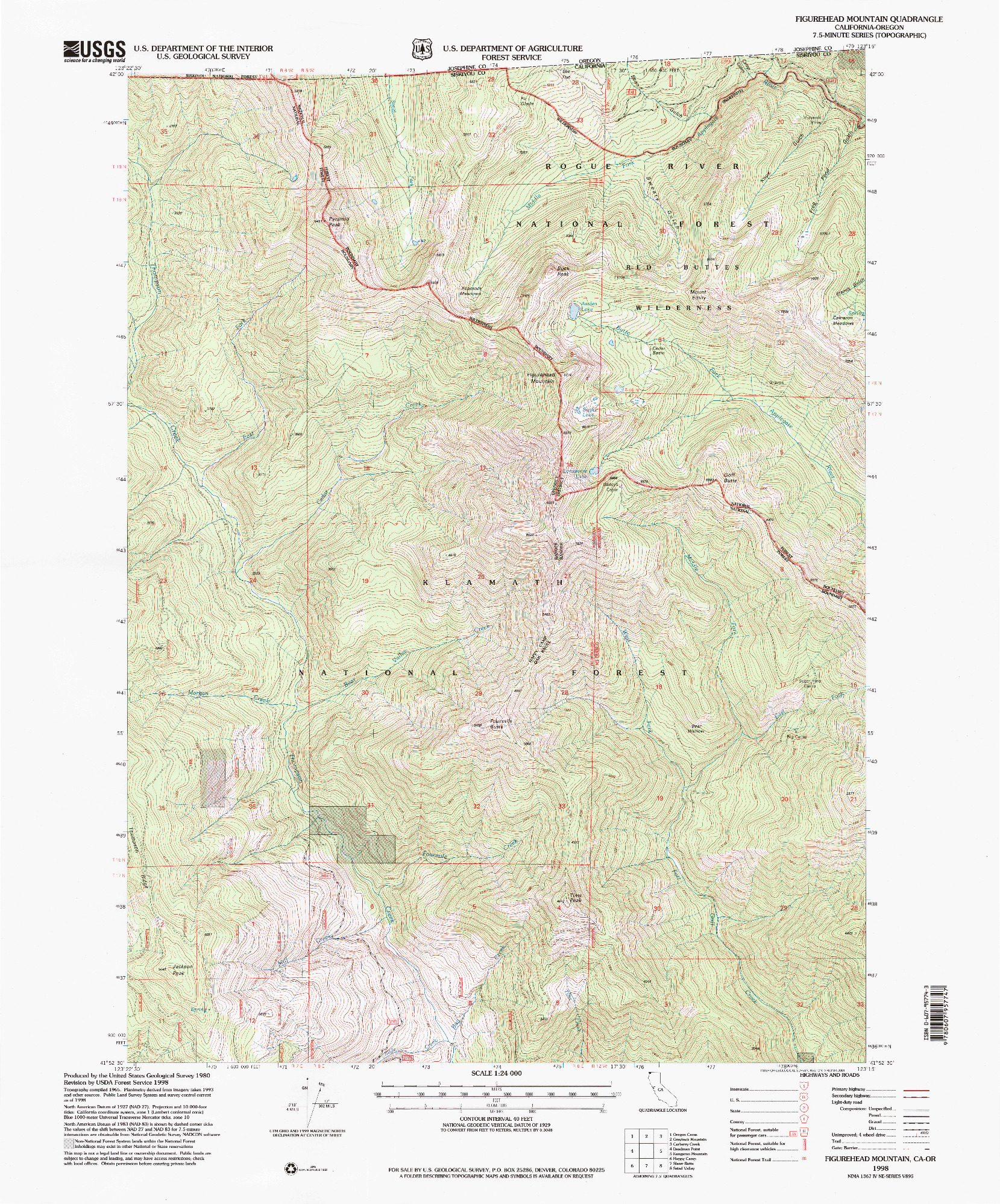 USGS 1:24000-SCALE QUADRANGLE FOR FIGUREHEAD MOUNTAIN, CA 1998