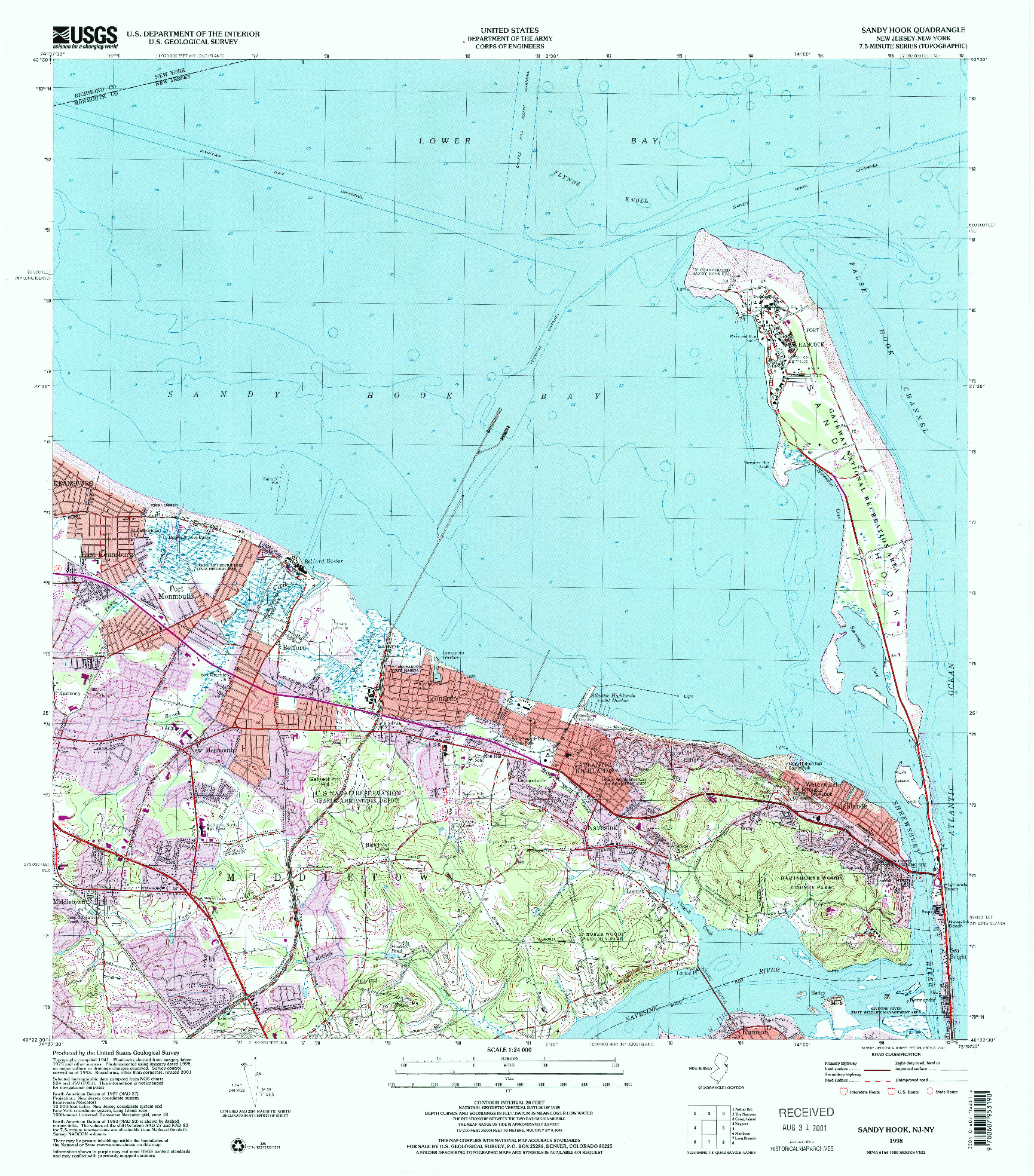 USGS 1:24000-SCALE QUADRANGLE FOR SANDY HOOK, NJ 1998