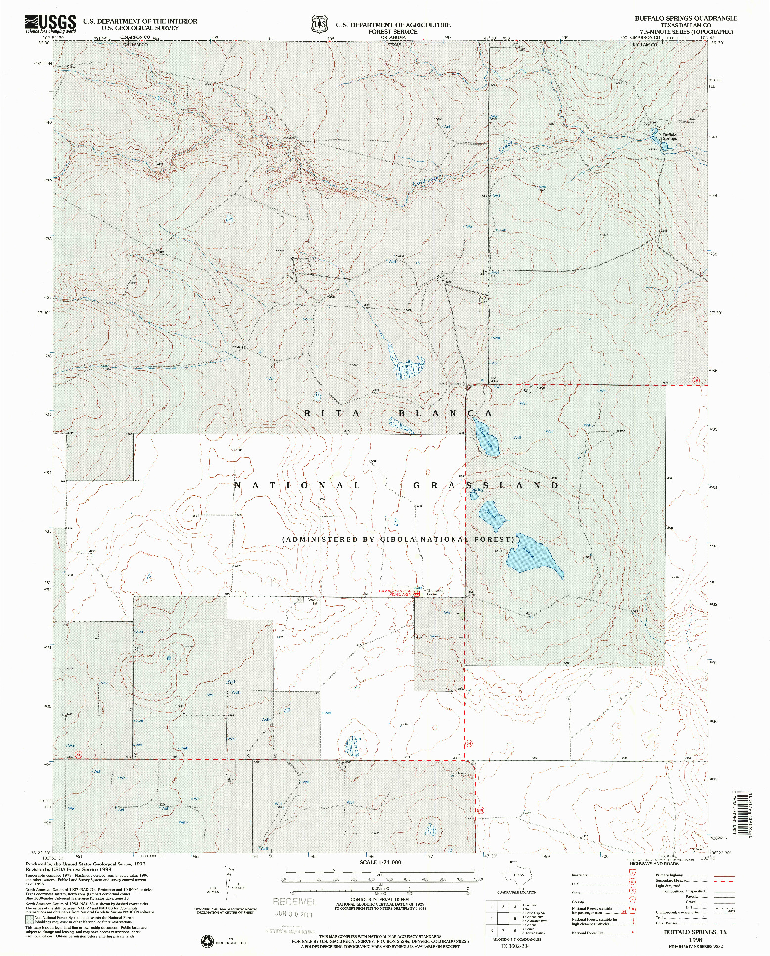 USGS 1:24000-SCALE QUADRANGLE FOR BUFFALO SPRINGS, TX 1998