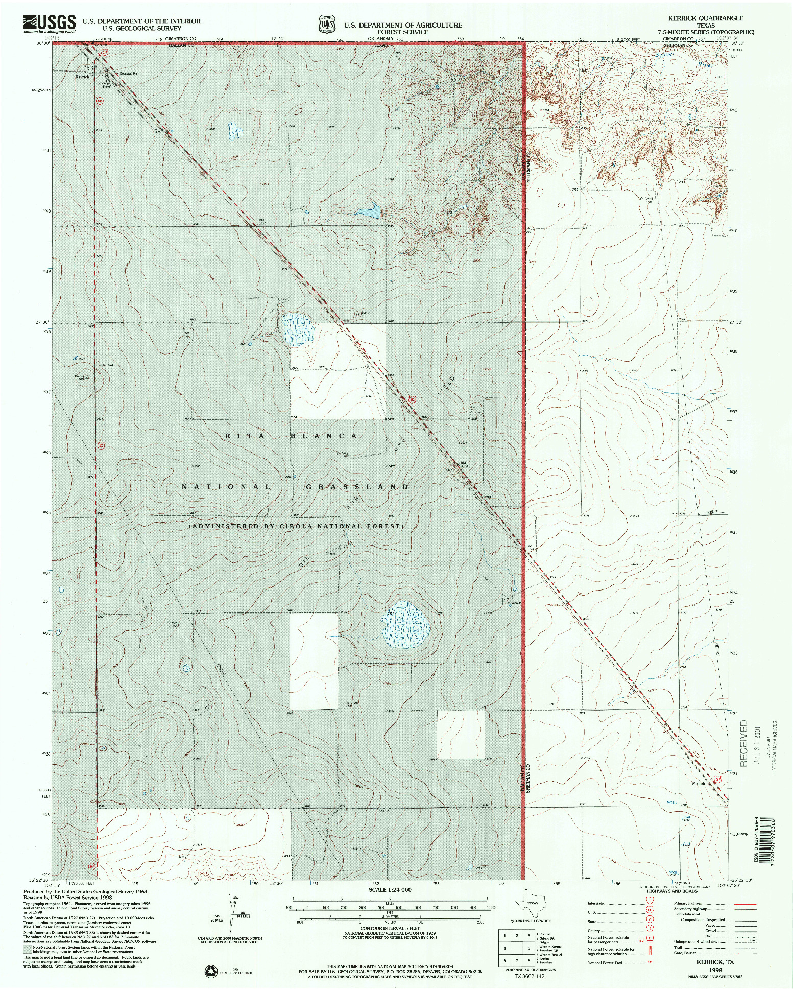 USGS 1:24000-SCALE QUADRANGLE FOR KERRICK, TX 1998