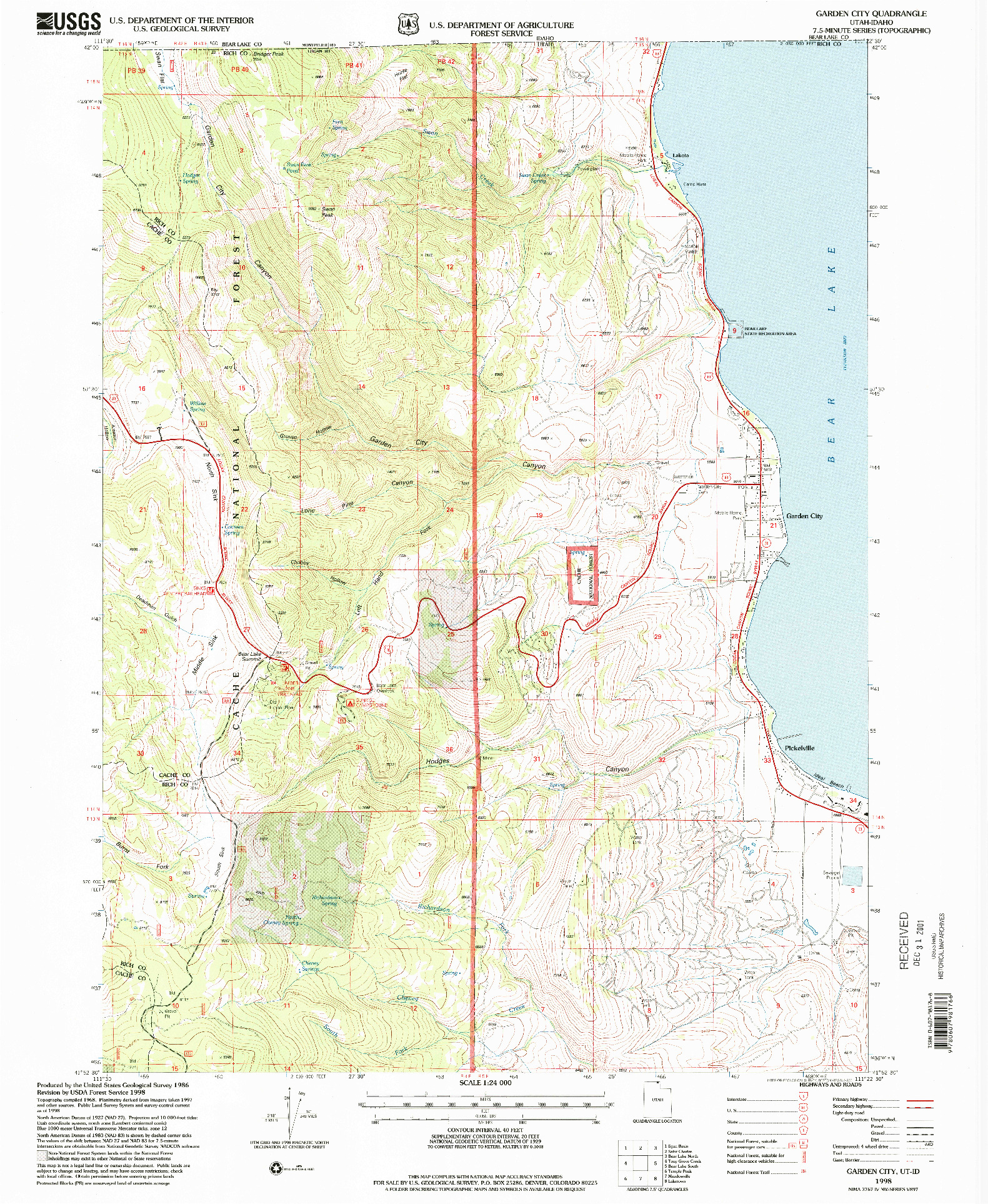 USGS 1:24000-SCALE QUADRANGLE FOR GARDEN CITY, UT 1998