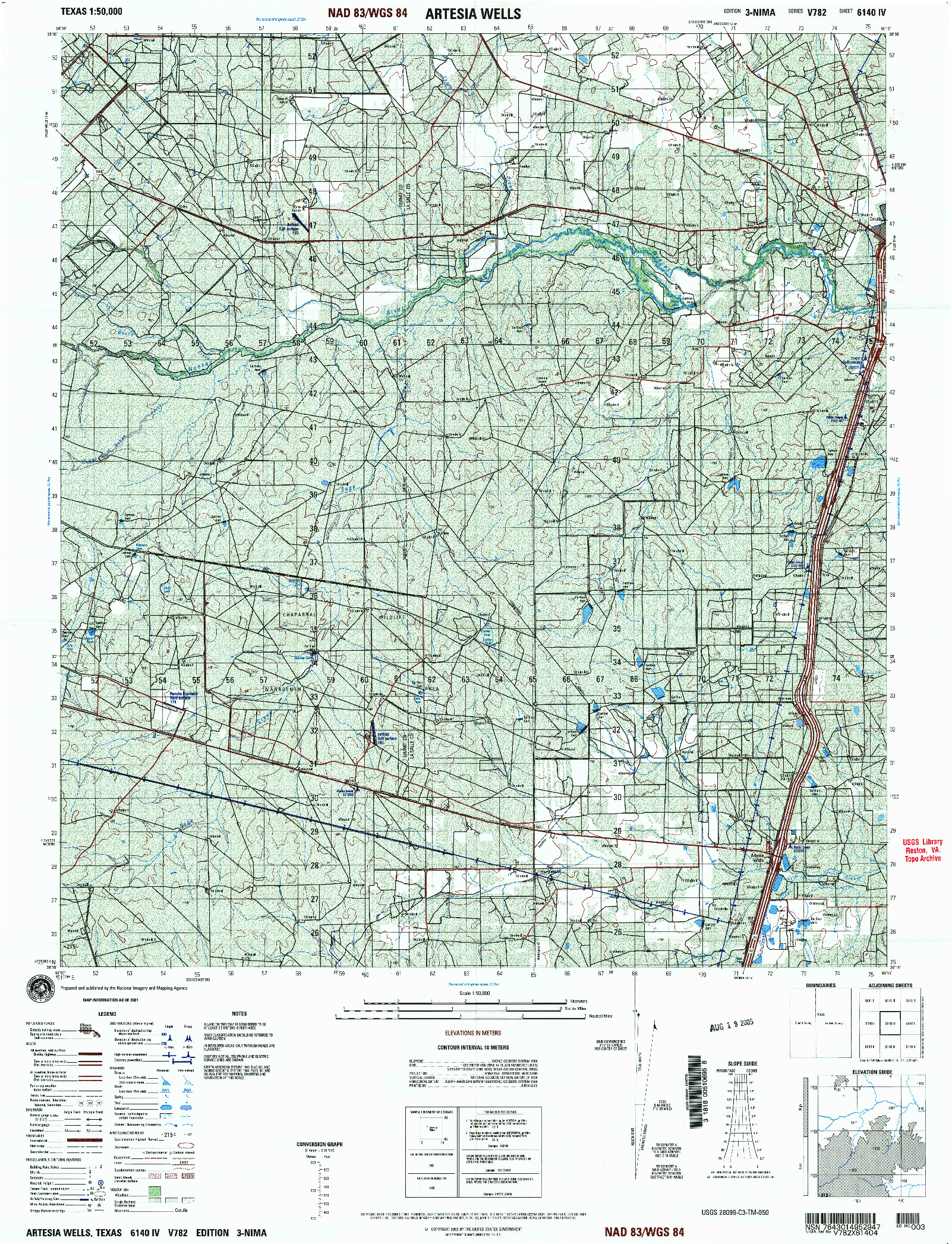 USGS 1:50000-SCALE QUADRANGLE FOR ARTESIA, TX 2001