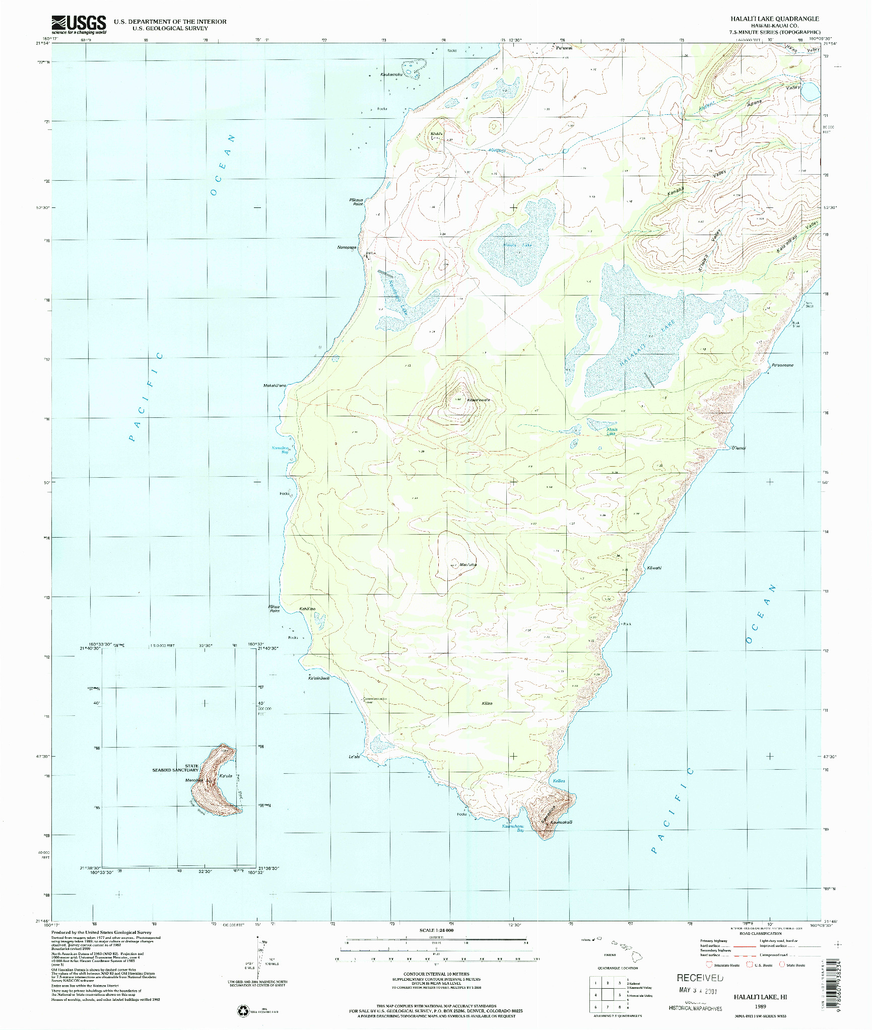 USGS 1:24000-SCALE QUADRANGLE FOR HALALII LAKE, HI 1989