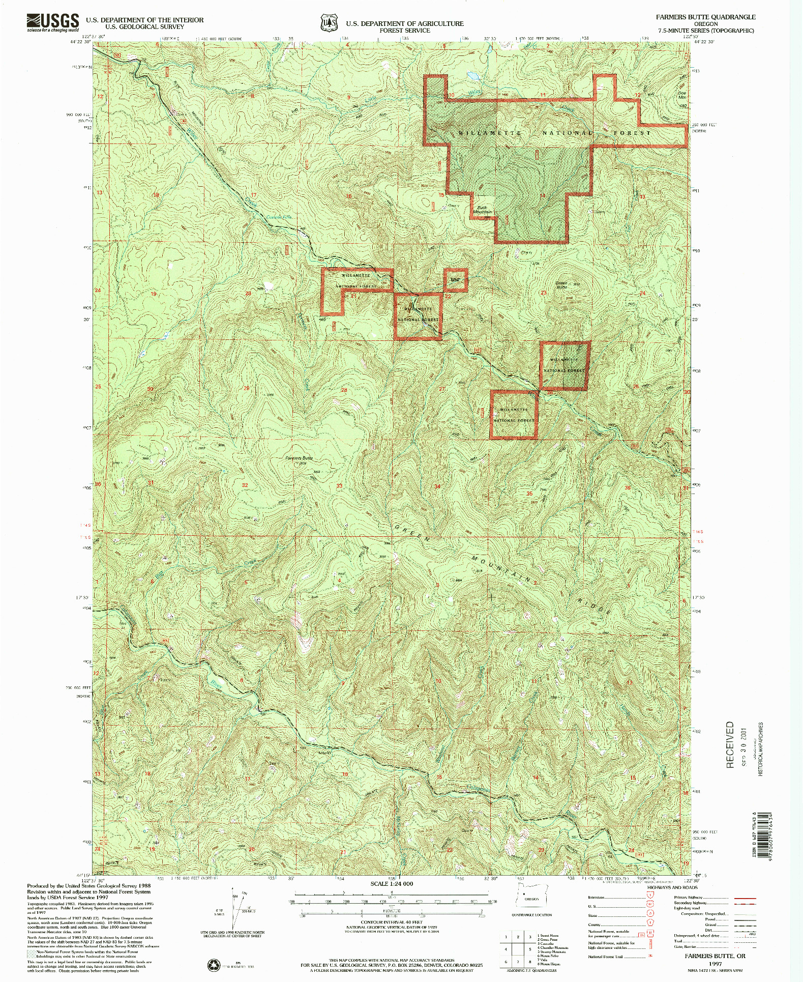 USGS 1:24000-SCALE QUADRANGLE FOR FARMERS BUTTE, OR 1997