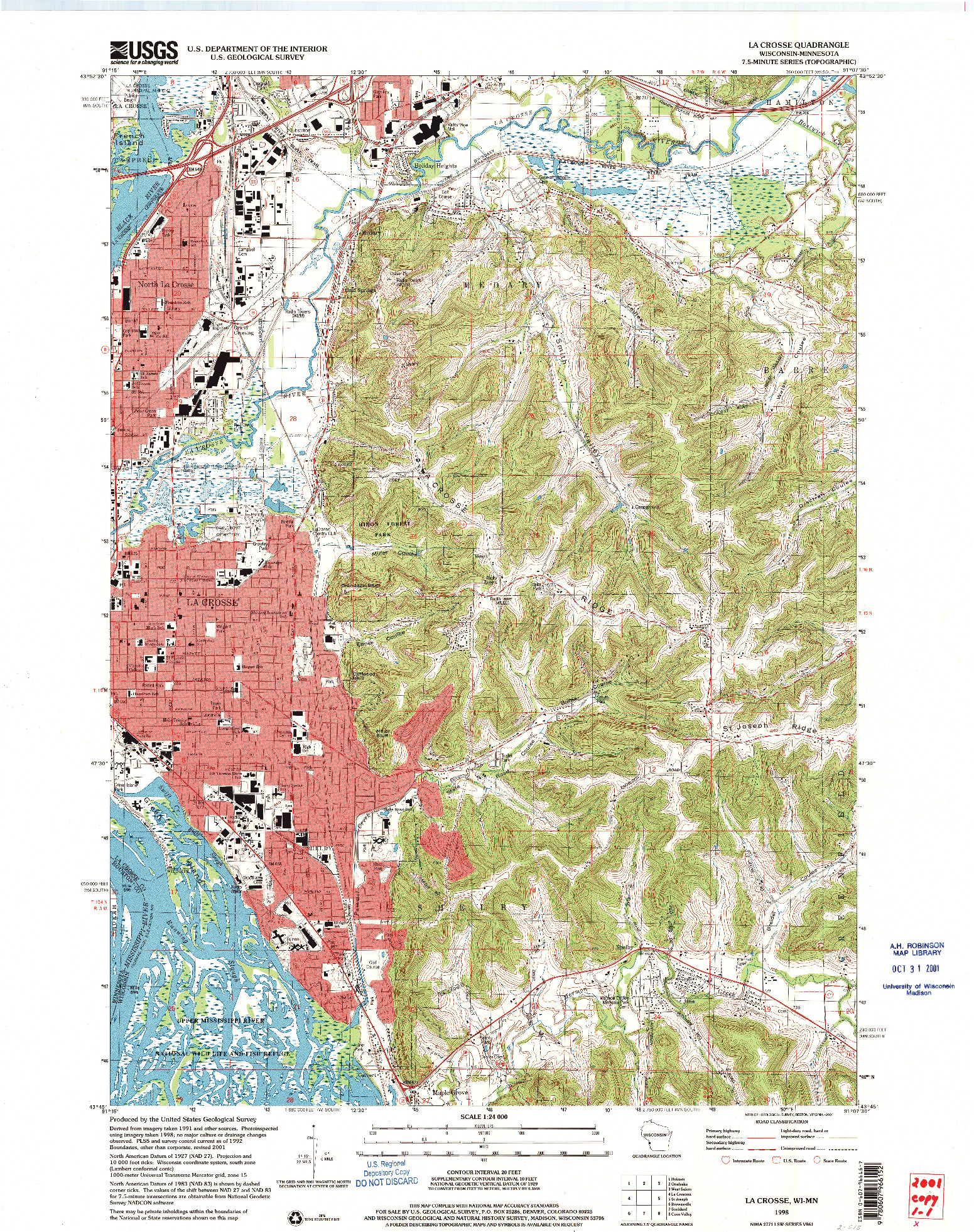 USGS 1:24000-SCALE QUADRANGLE FOR LA CROSSE, WI 1998