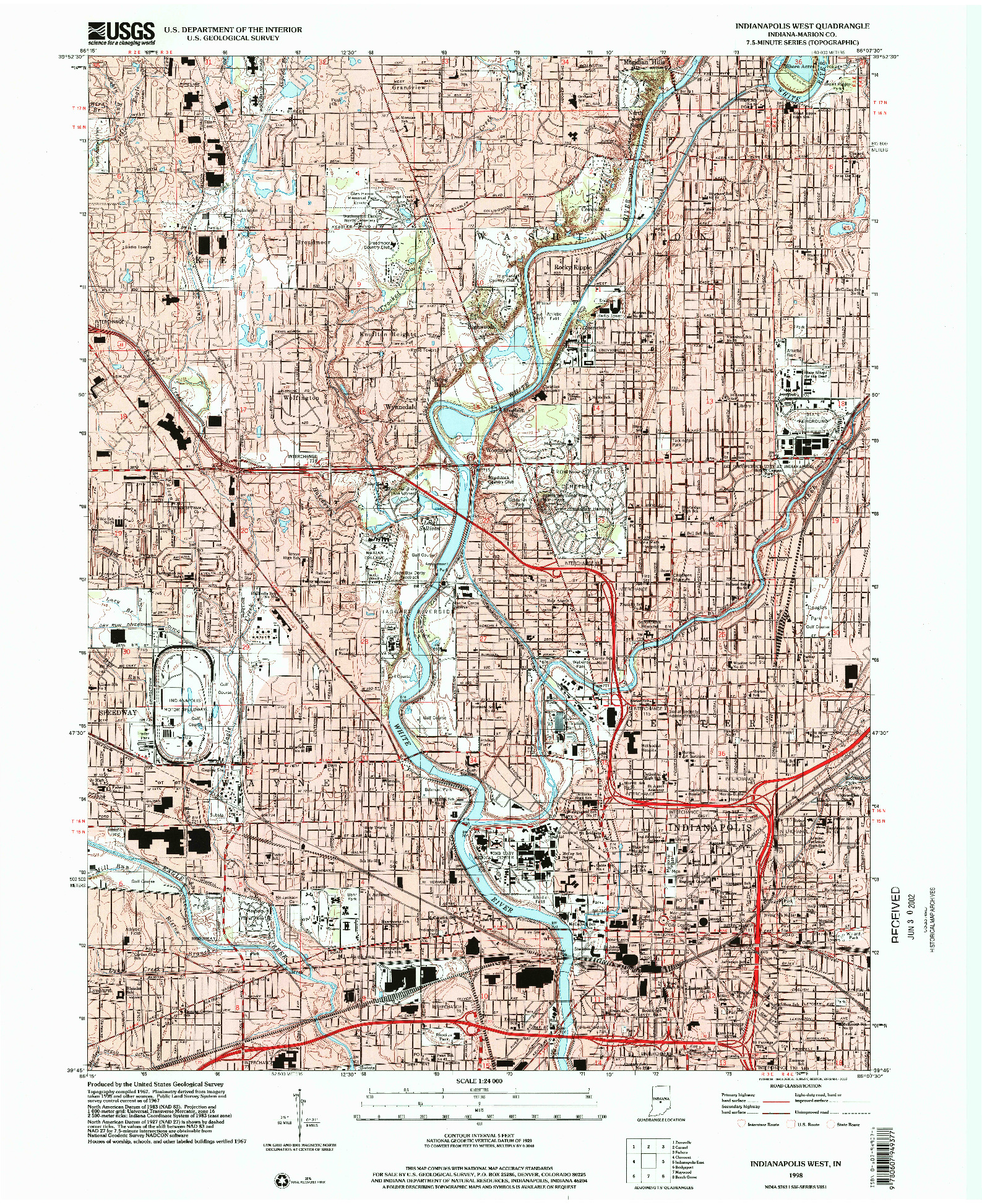 USGS 1:24000-SCALE QUADRANGLE FOR INDIANAPOLIS WEST, IN 1998