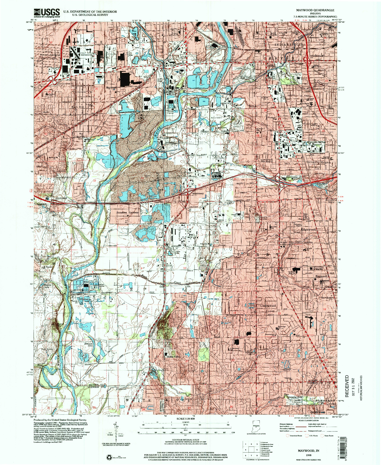 USGS 1:24000-SCALE QUADRANGLE FOR MAYWOOD, IN 1998