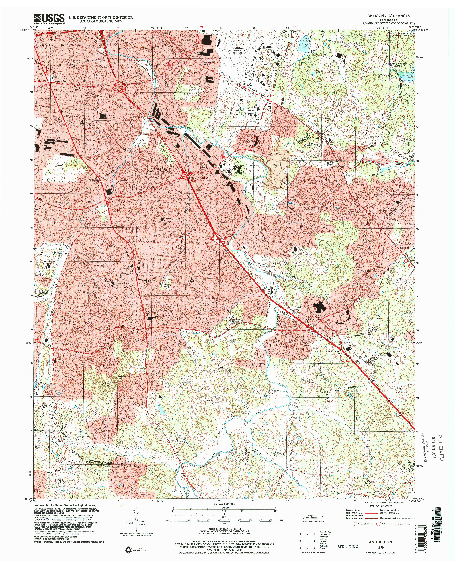 USGS 1:24000-SCALE QUADRANGLE FOR ANTIOCH, TN 1999