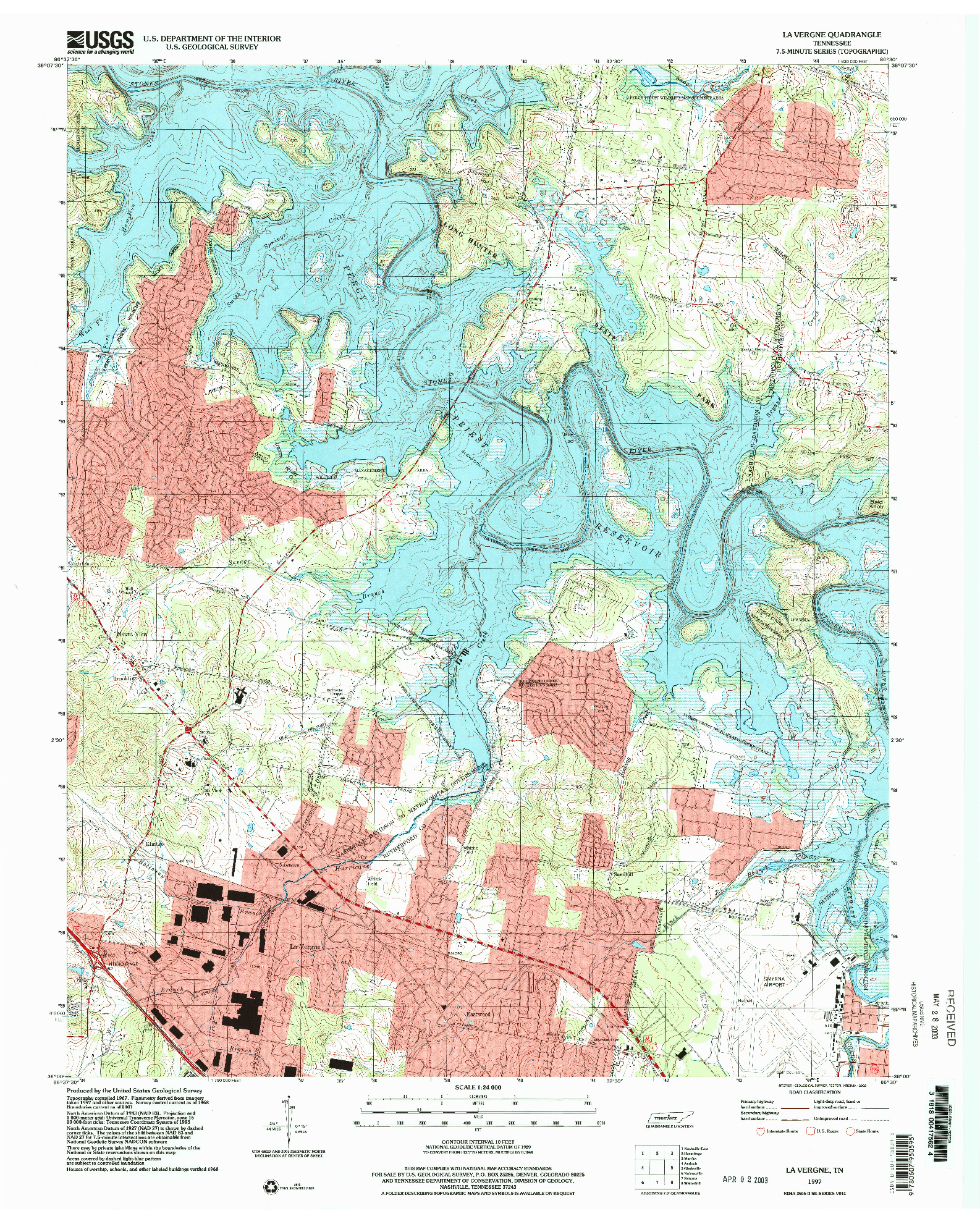 USGS 1:24000-SCALE QUADRANGLE FOR LA VERGNE, TN 1997