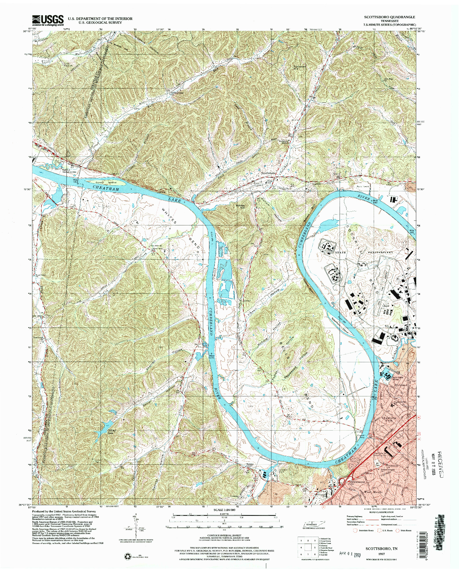 USGS 1:24000-SCALE QUADRANGLE FOR SCOTTSBORO, TN 1997
