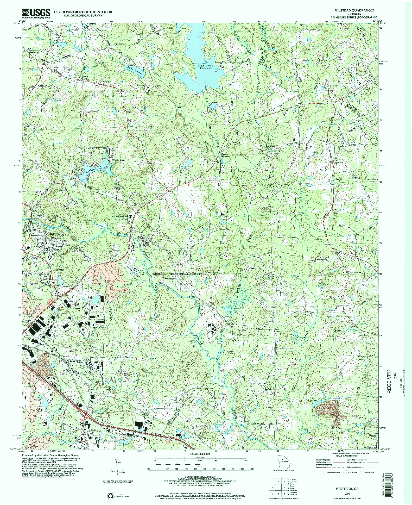 USGS 1:24000-SCALE QUADRANGLE FOR MILSTEAD, GA 1999