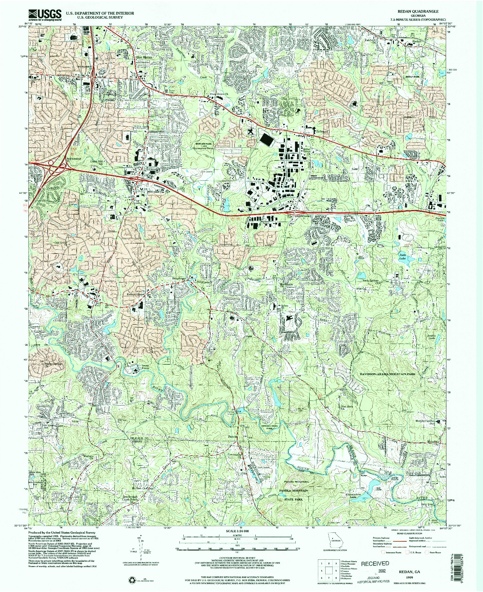 USGS 1:24000-SCALE QUADRANGLE FOR REDAN, GA 1999