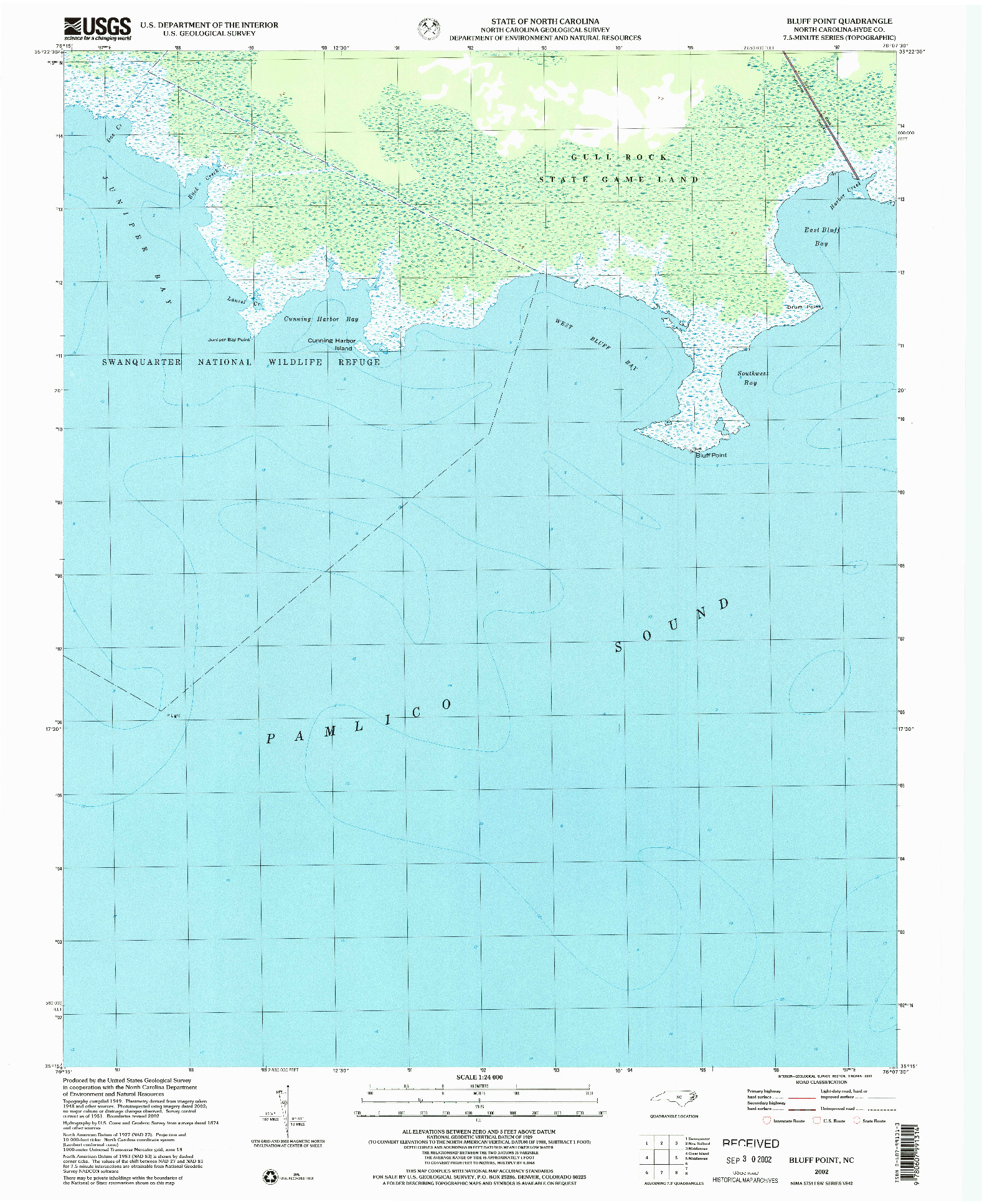 USGS 1:24000-SCALE QUADRANGLE FOR BLUFF POINT, NC 2002