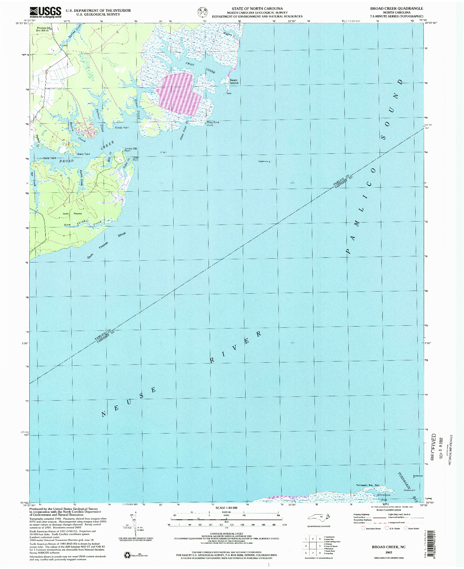 USGS 1:24000-SCALE QUADRANGLE FOR BROAD CREEK, NC 2002