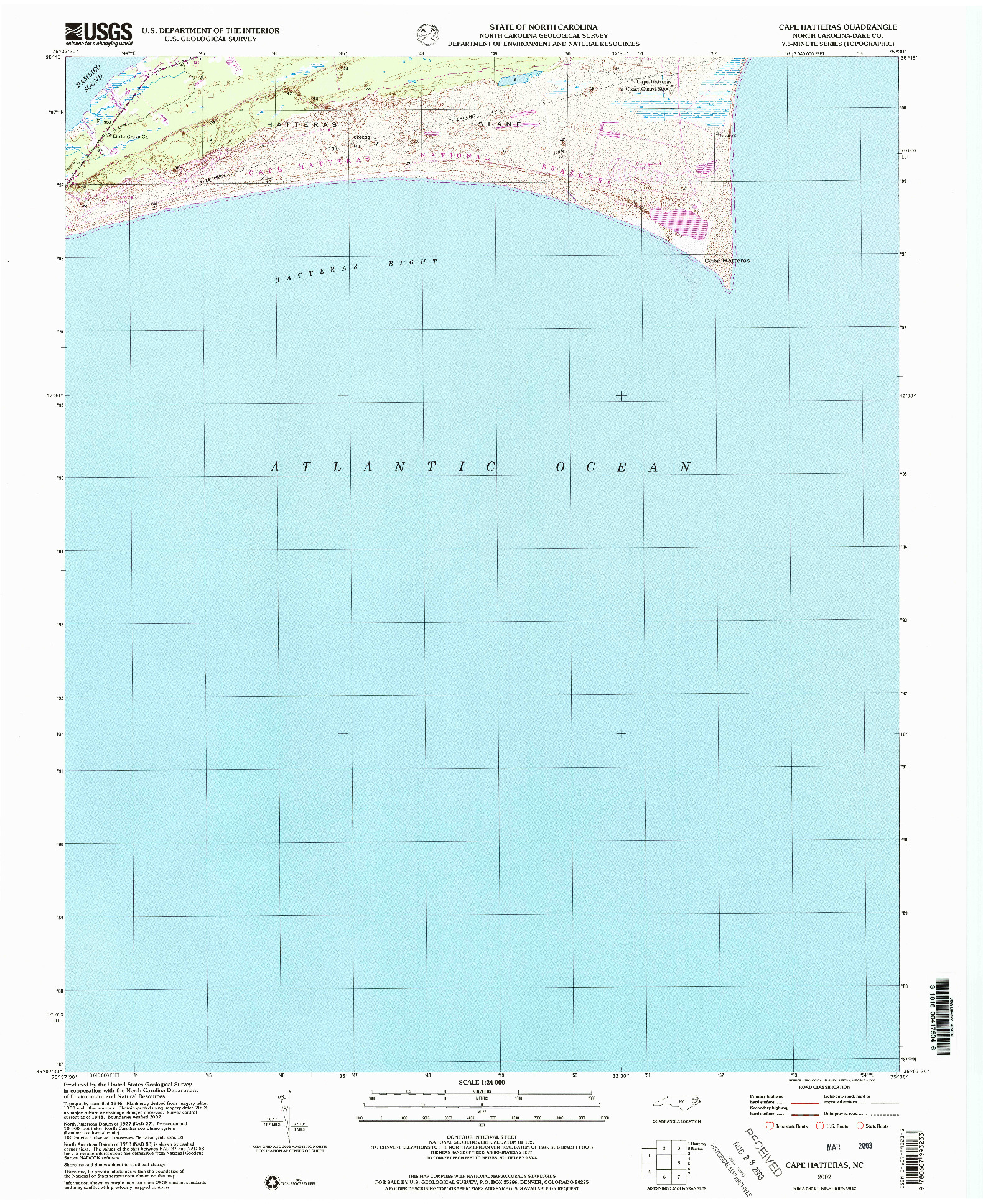 USGS 1:24000-SCALE QUADRANGLE FOR CAPE HATTERAS, NC 2002