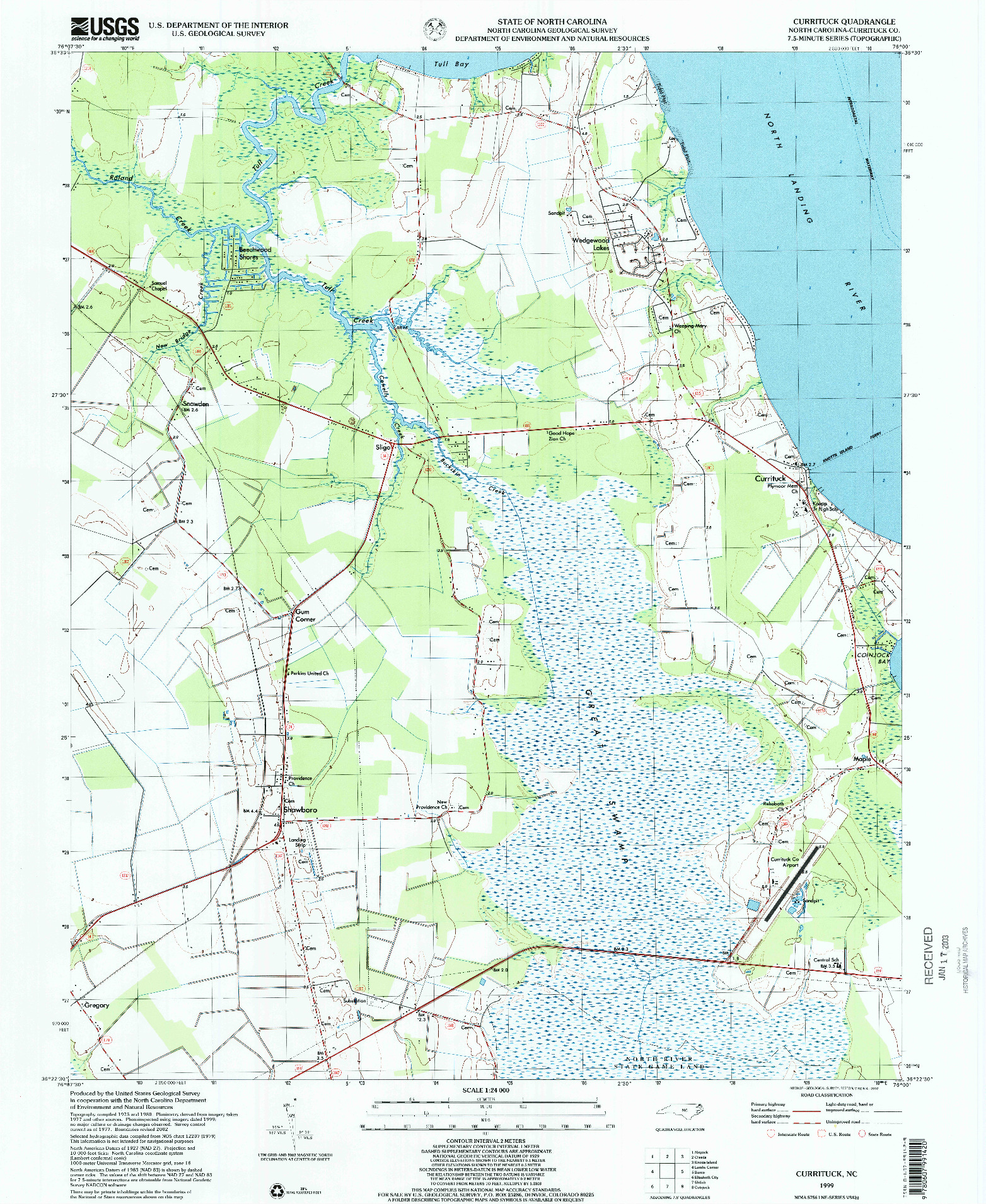 USGS 1:24000-SCALE QUADRANGLE FOR CURRITUCK, NC 1999