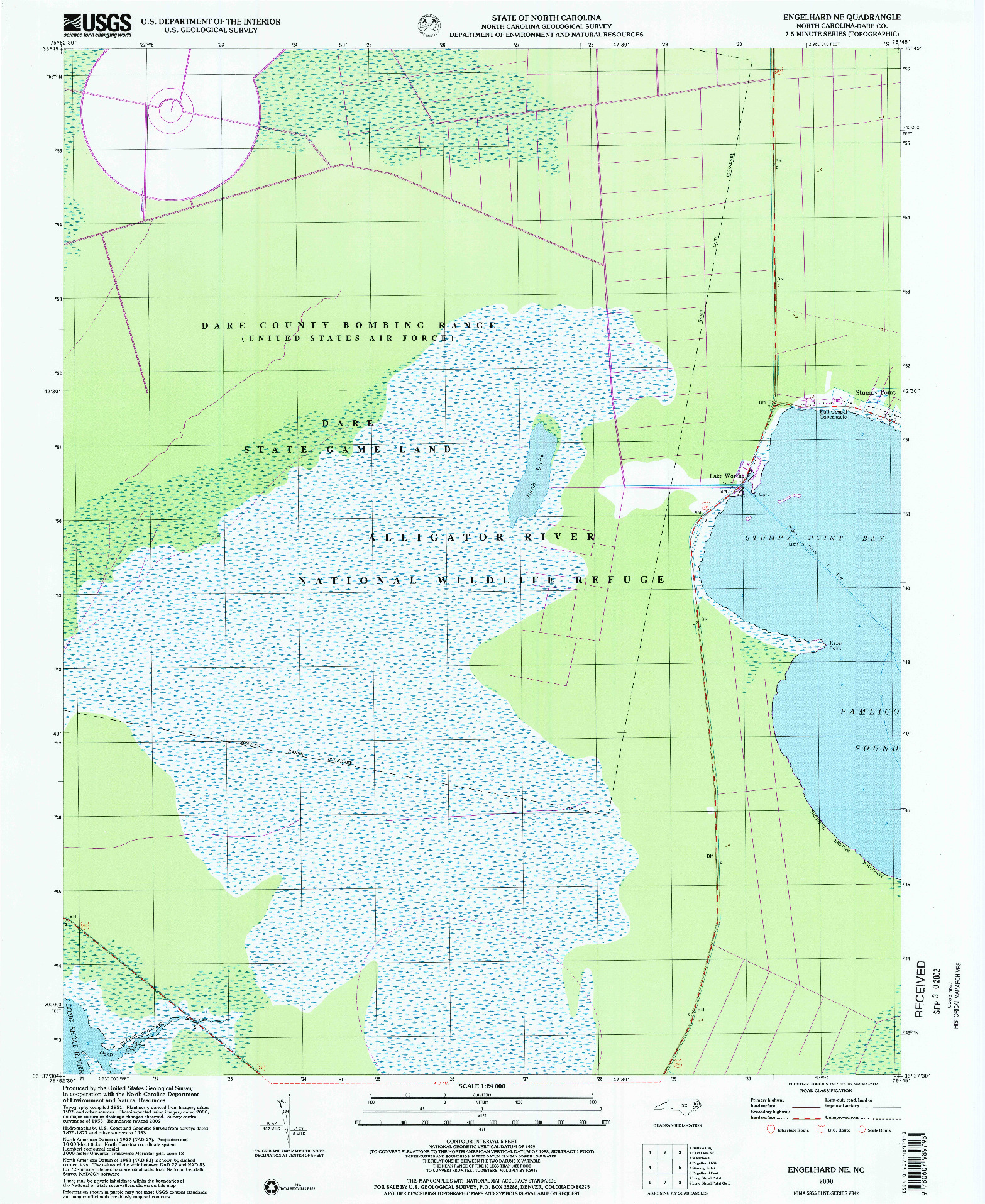 USGS 1:24000-SCALE QUADRANGLE FOR ENGELHARD NE, NC 2000