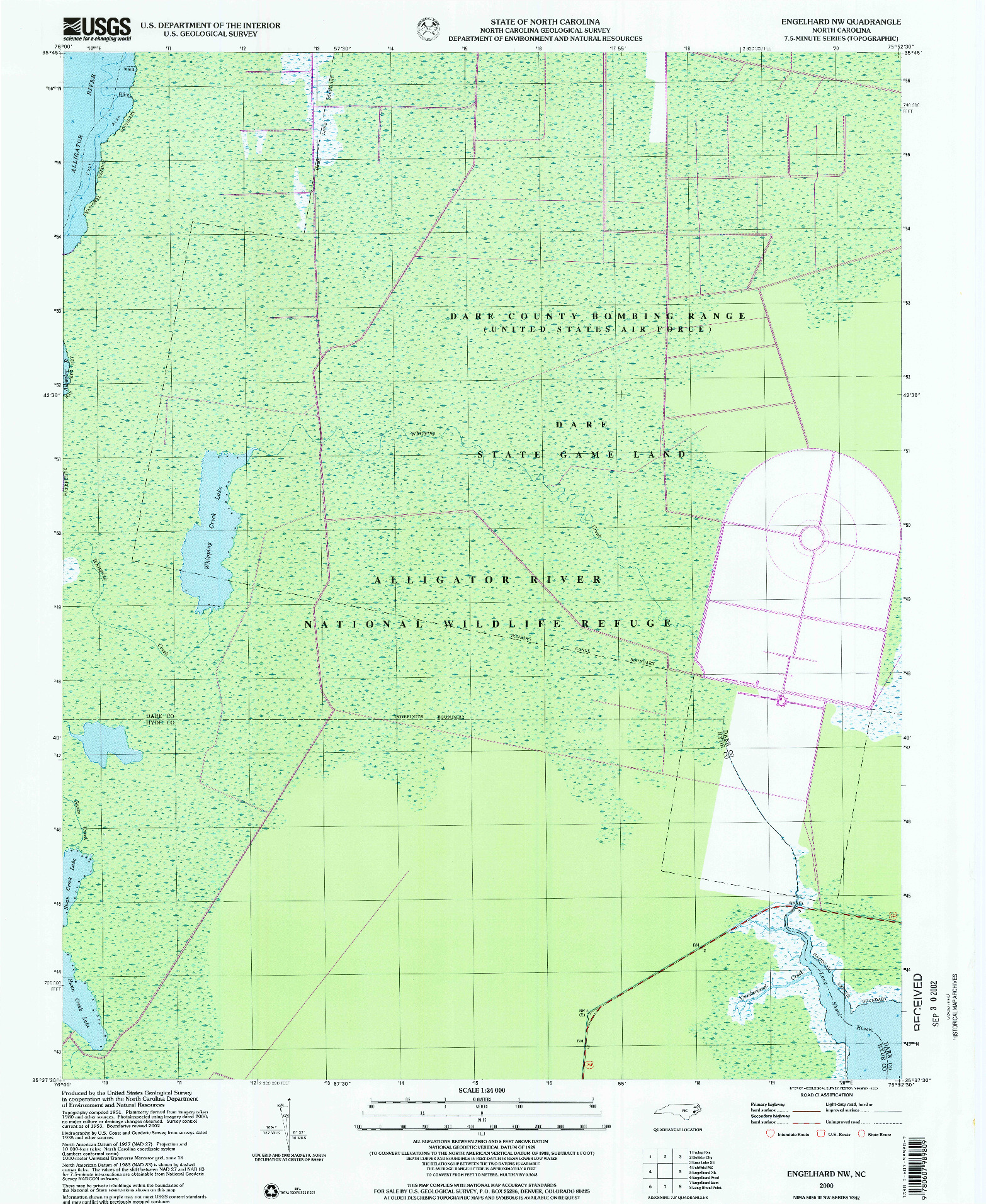 USGS 1:24000-SCALE QUADRANGLE FOR ENGELHARD NW, NC 2000