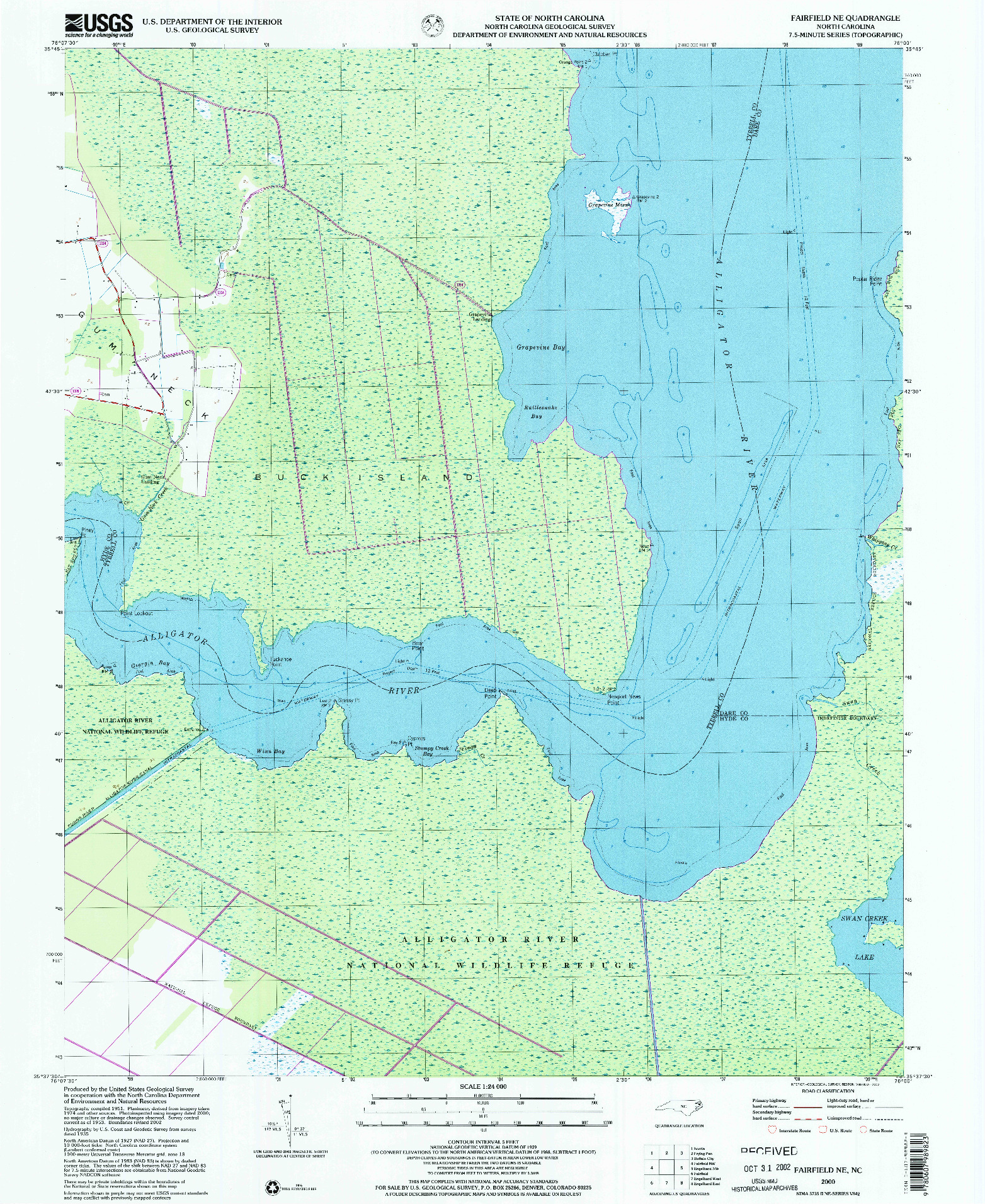 USGS 1:24000-SCALE QUADRANGLE FOR FAIRFIELD NE, NC 2000