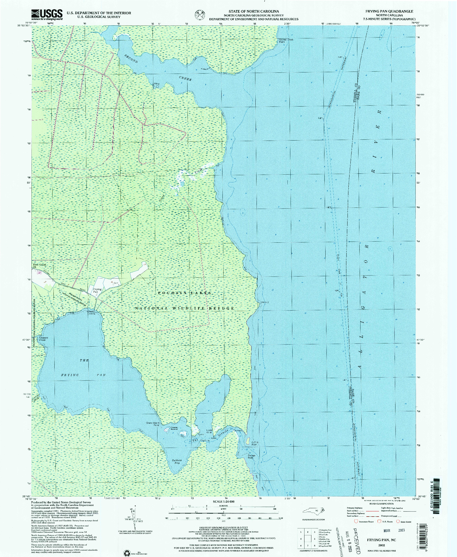 USGS 1:24000-SCALE QUADRANGLE FOR FRYING PAN, NC 2002