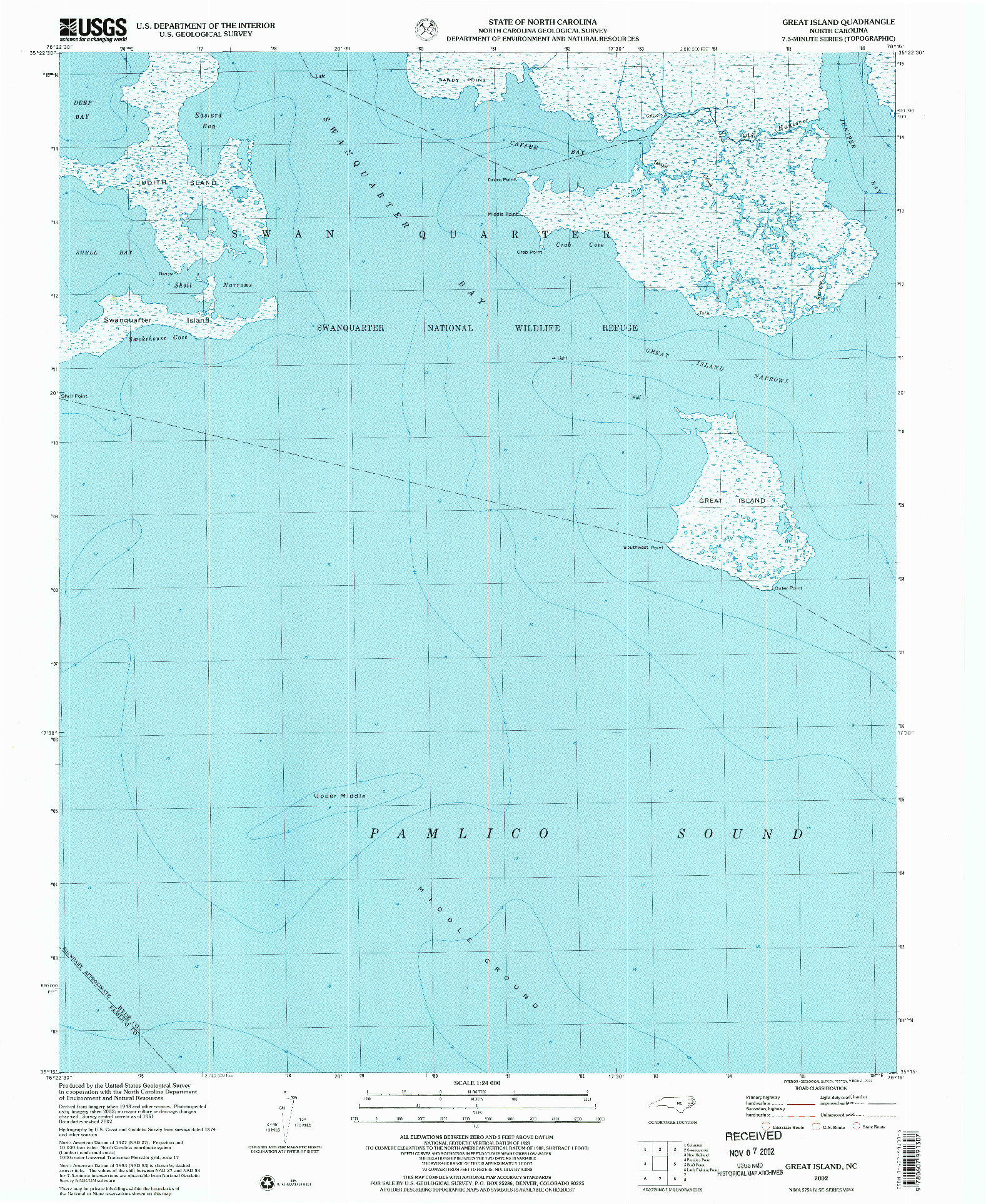 USGS 1:24000-SCALE QUADRANGLE FOR GREAT ISLAND, NC 2002