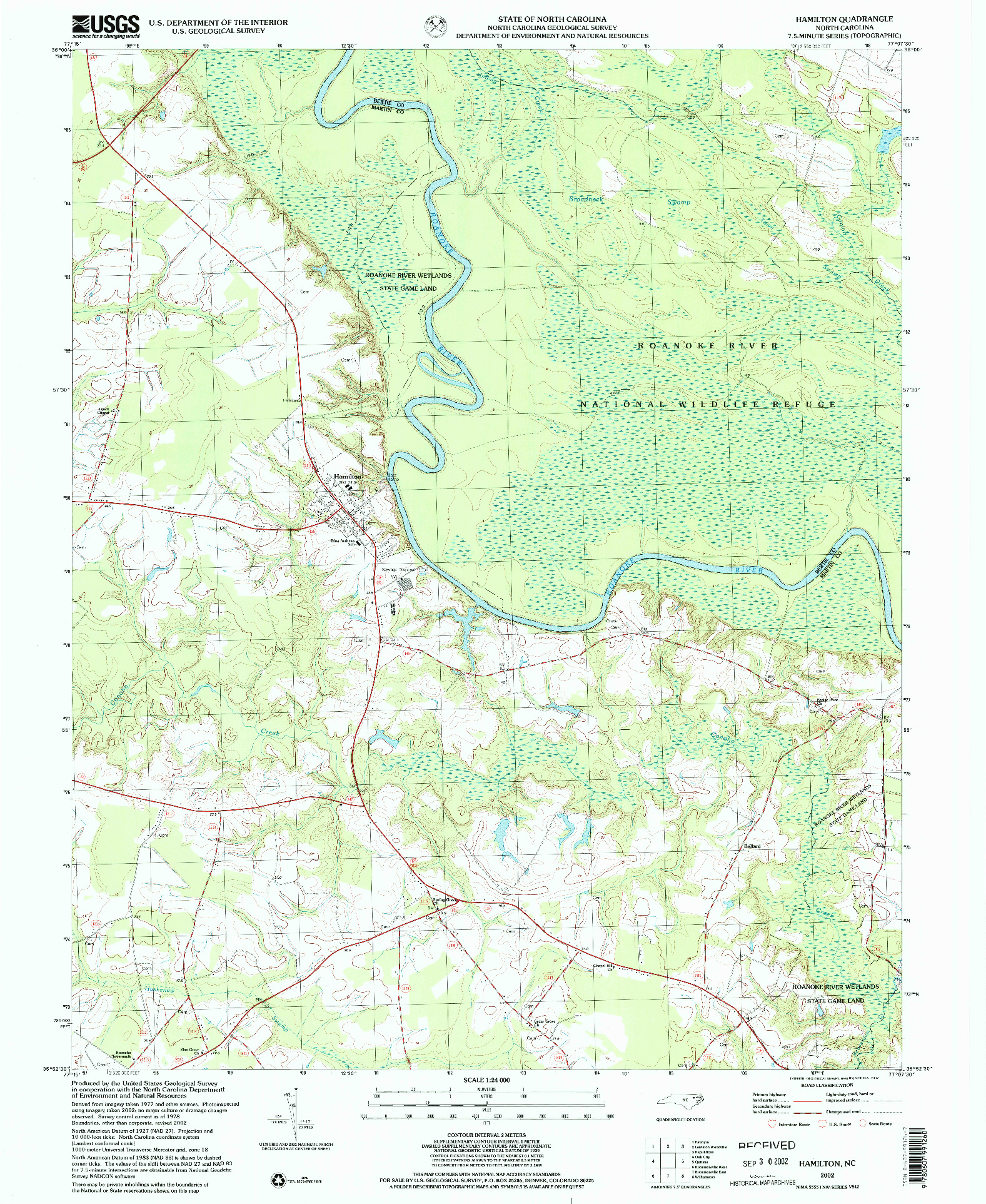 USGS 1:24000-SCALE QUADRANGLE FOR HAMILTON, NC 2002