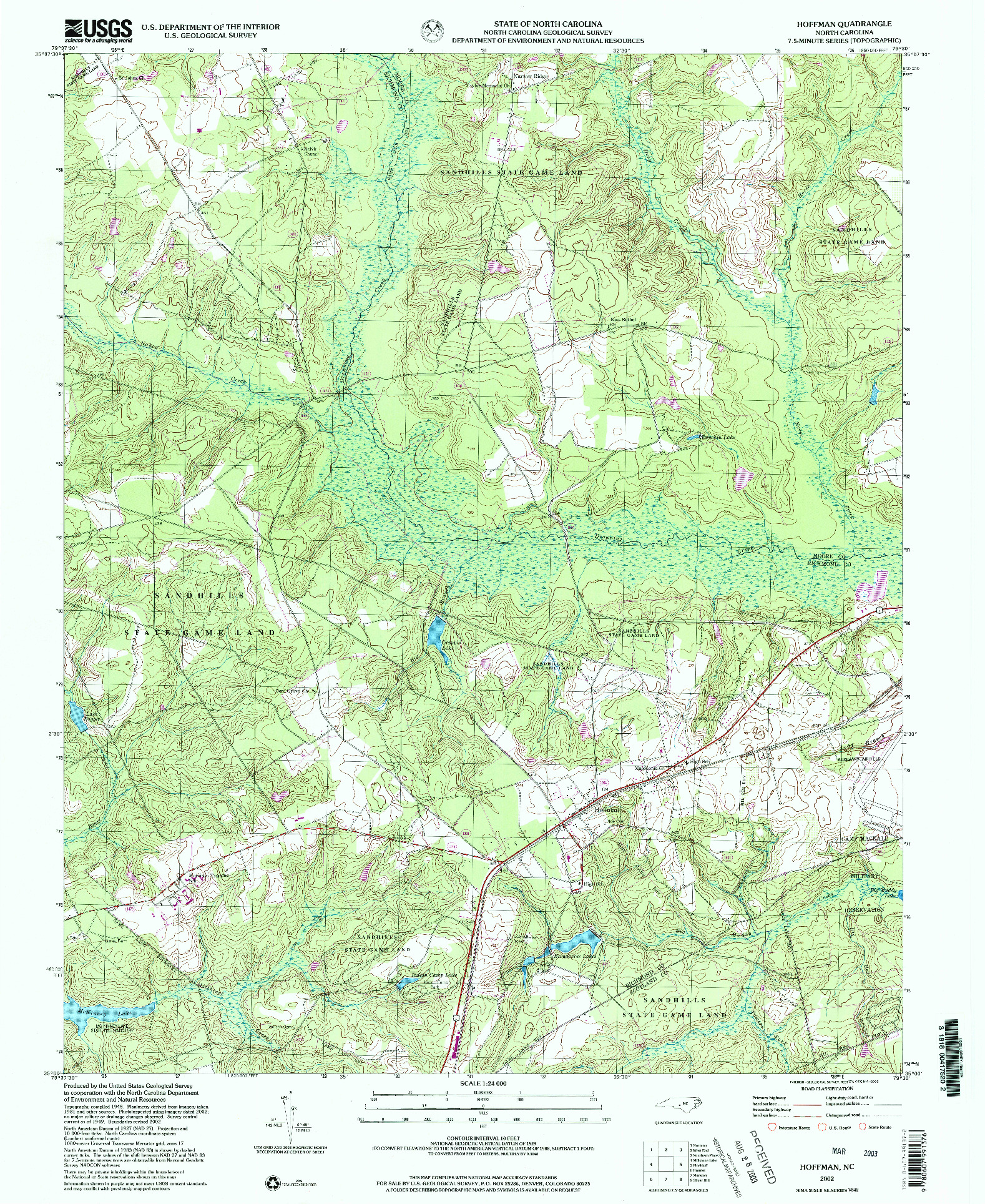 USGS 1:24000-SCALE QUADRANGLE FOR HOFFMAN, NC 2002