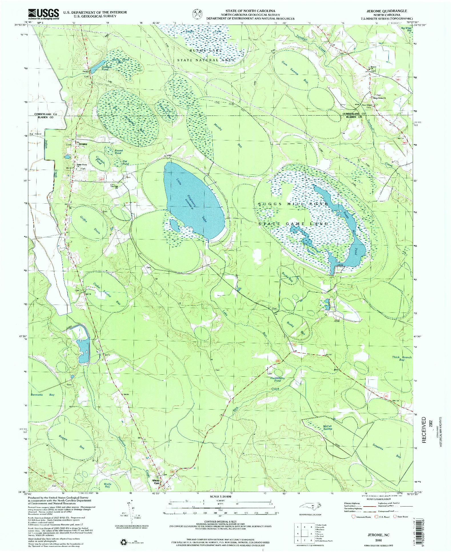 USGS 1:24000-SCALE QUADRANGLE FOR JEROME, NC 2002