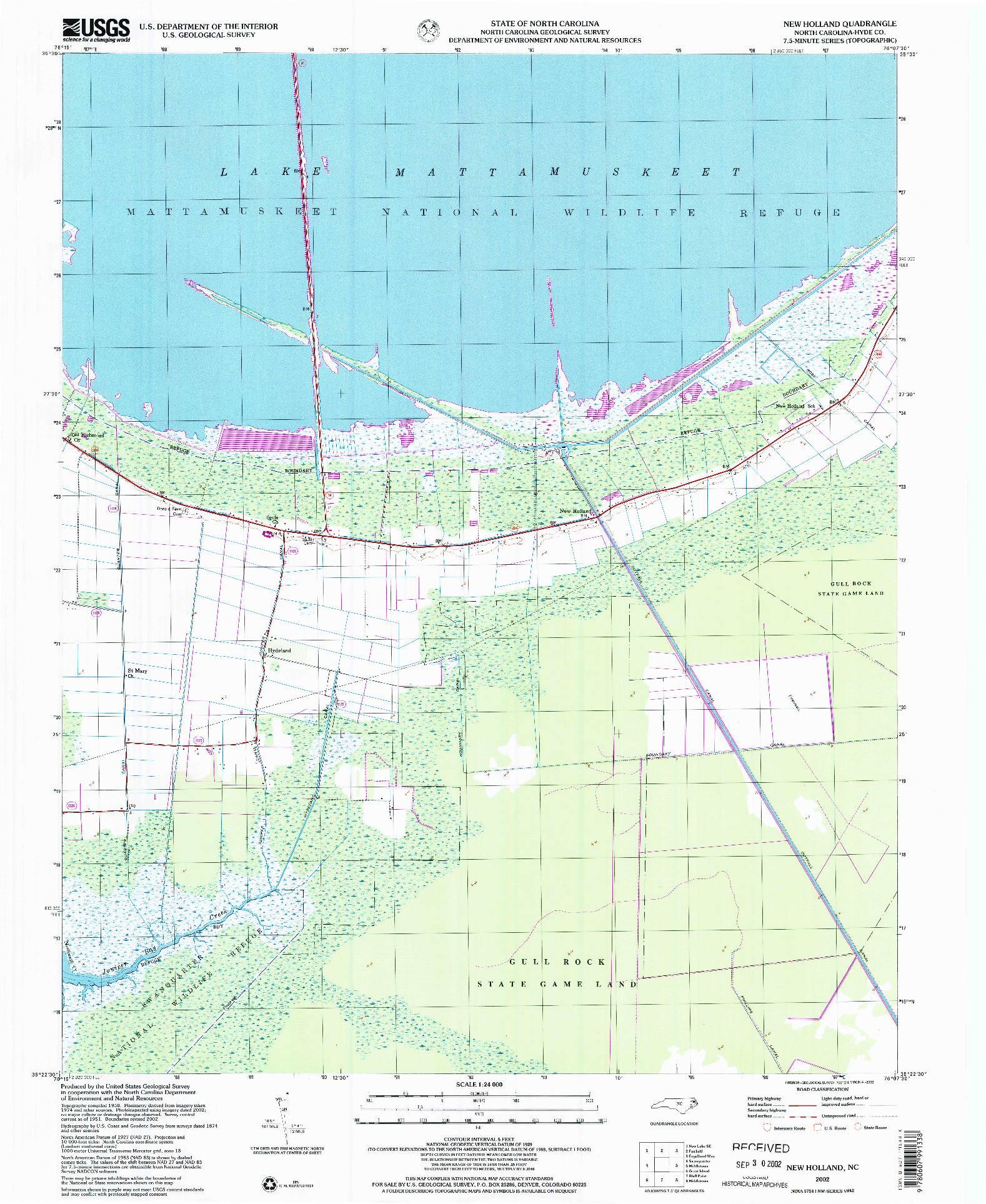 USGS 1:24000-SCALE QUADRANGLE FOR NEW HOLLAND, NC 2002
