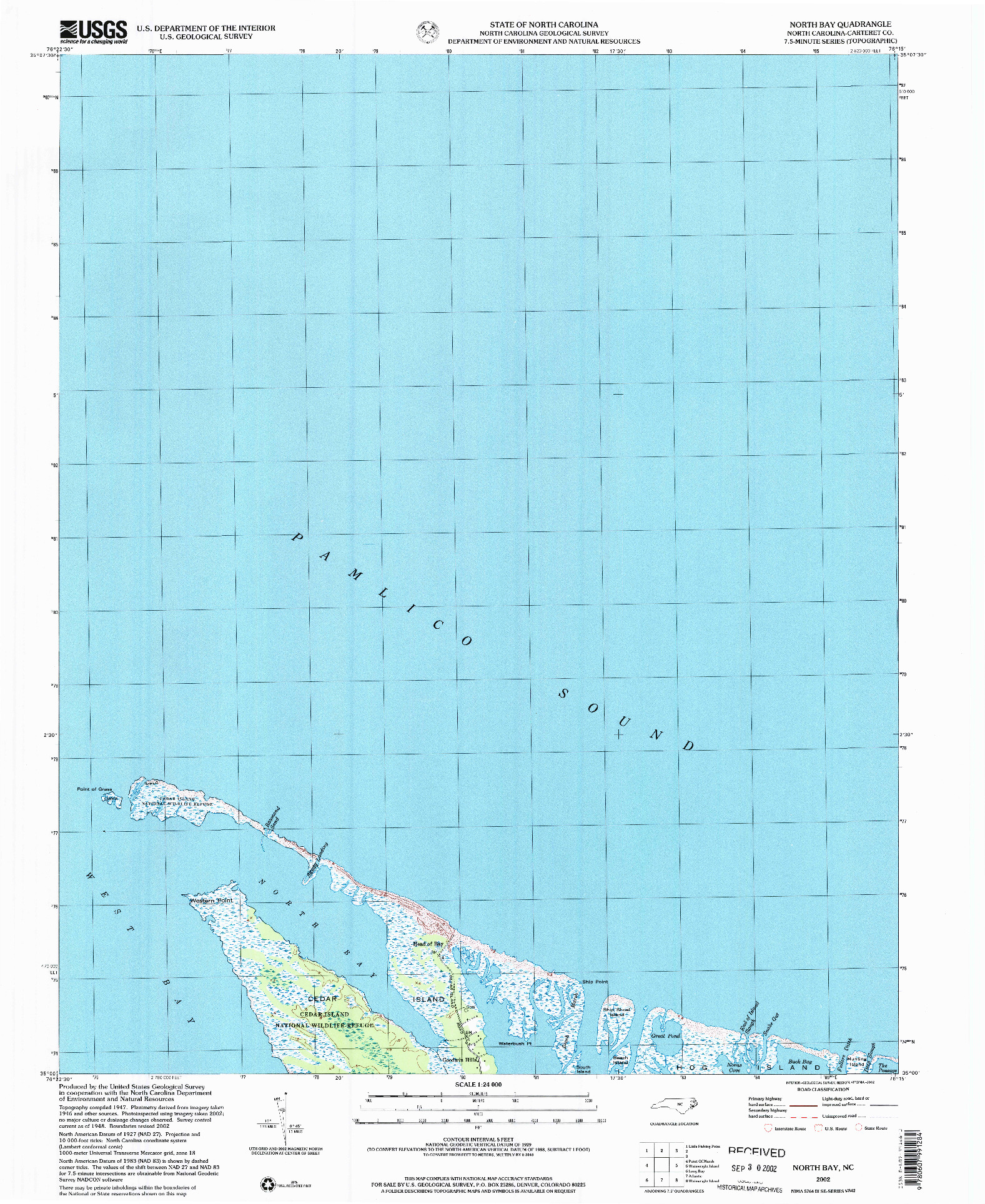 USGS 1:24000-SCALE QUADRANGLE FOR NORTH BAY, NC 2002