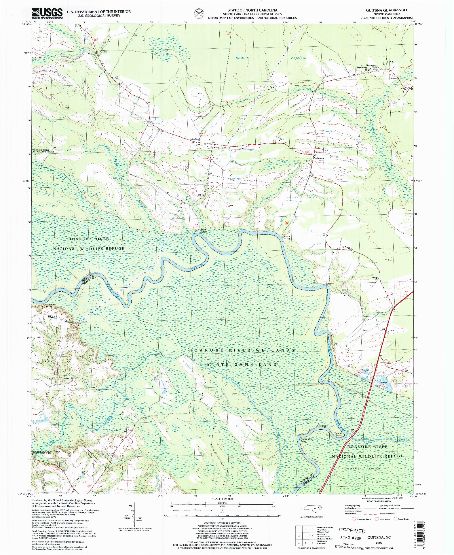 USGS 1:24000-SCALE QUADRANGLE FOR QUITSNA, NC 2002