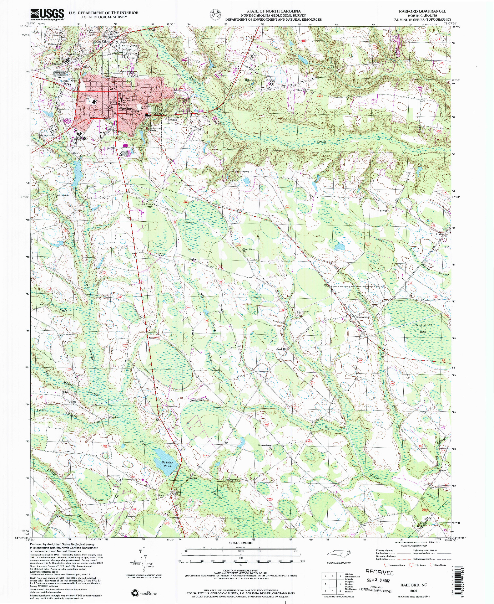 USGS 1:24000-SCALE QUADRANGLE FOR RAEFORD, NC 2002