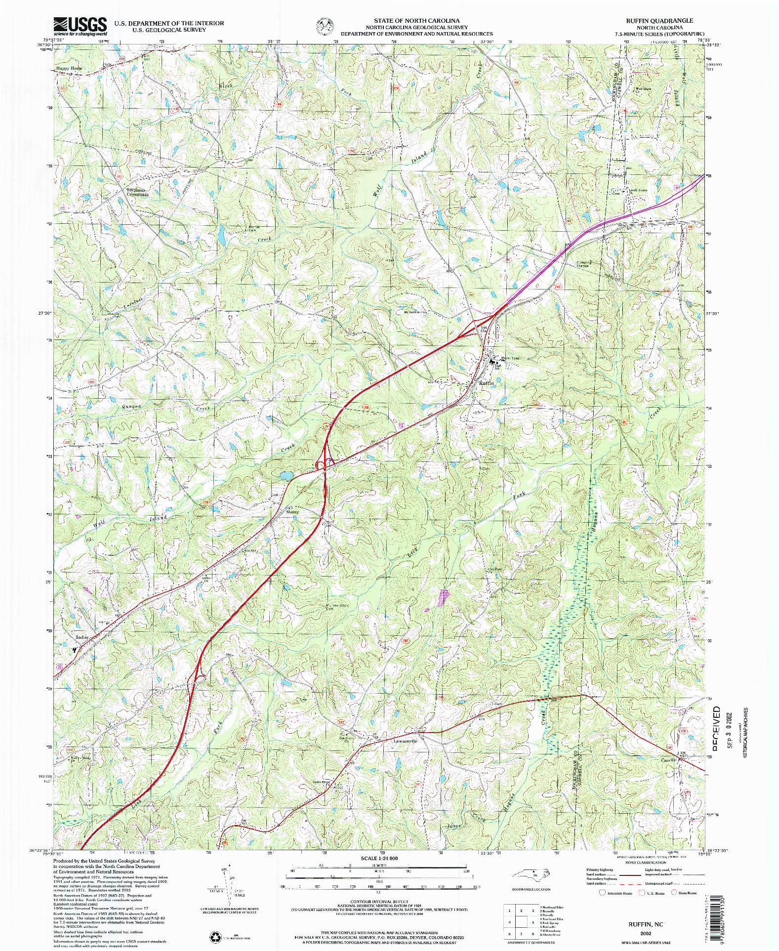 USGS 1:24000-SCALE QUADRANGLE FOR RUFFIN, NC 2002