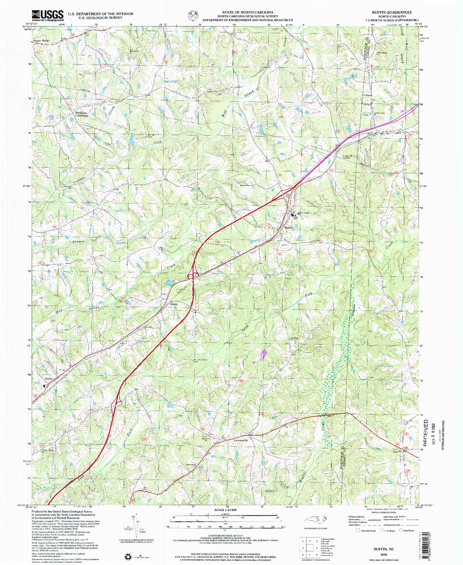 USGS 1:24000-SCALE QUADRANGLE FOR RUFFIN, NC 2002