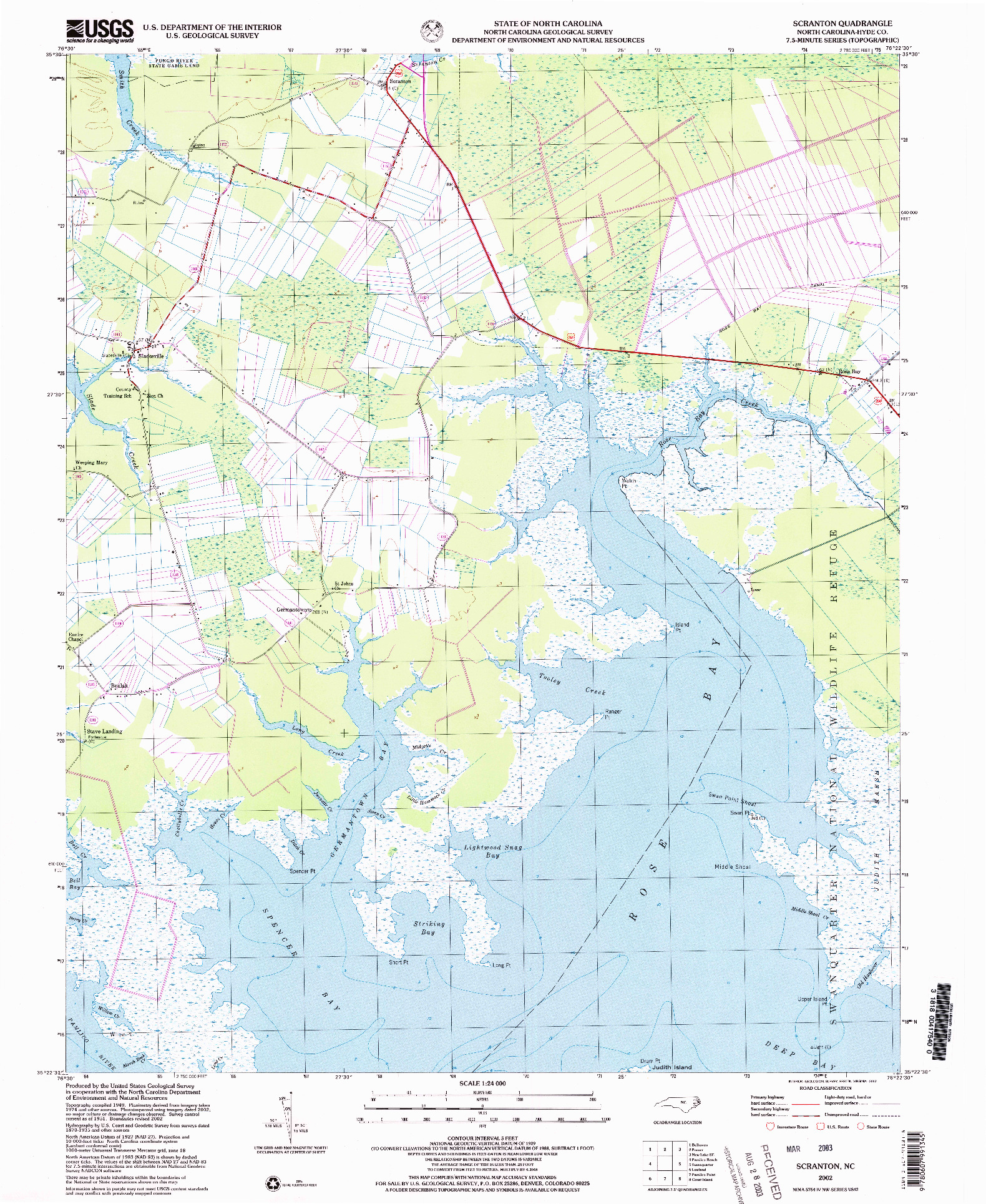 USGS 1:24000-SCALE QUADRANGLE FOR SCRANTON, NC 2002