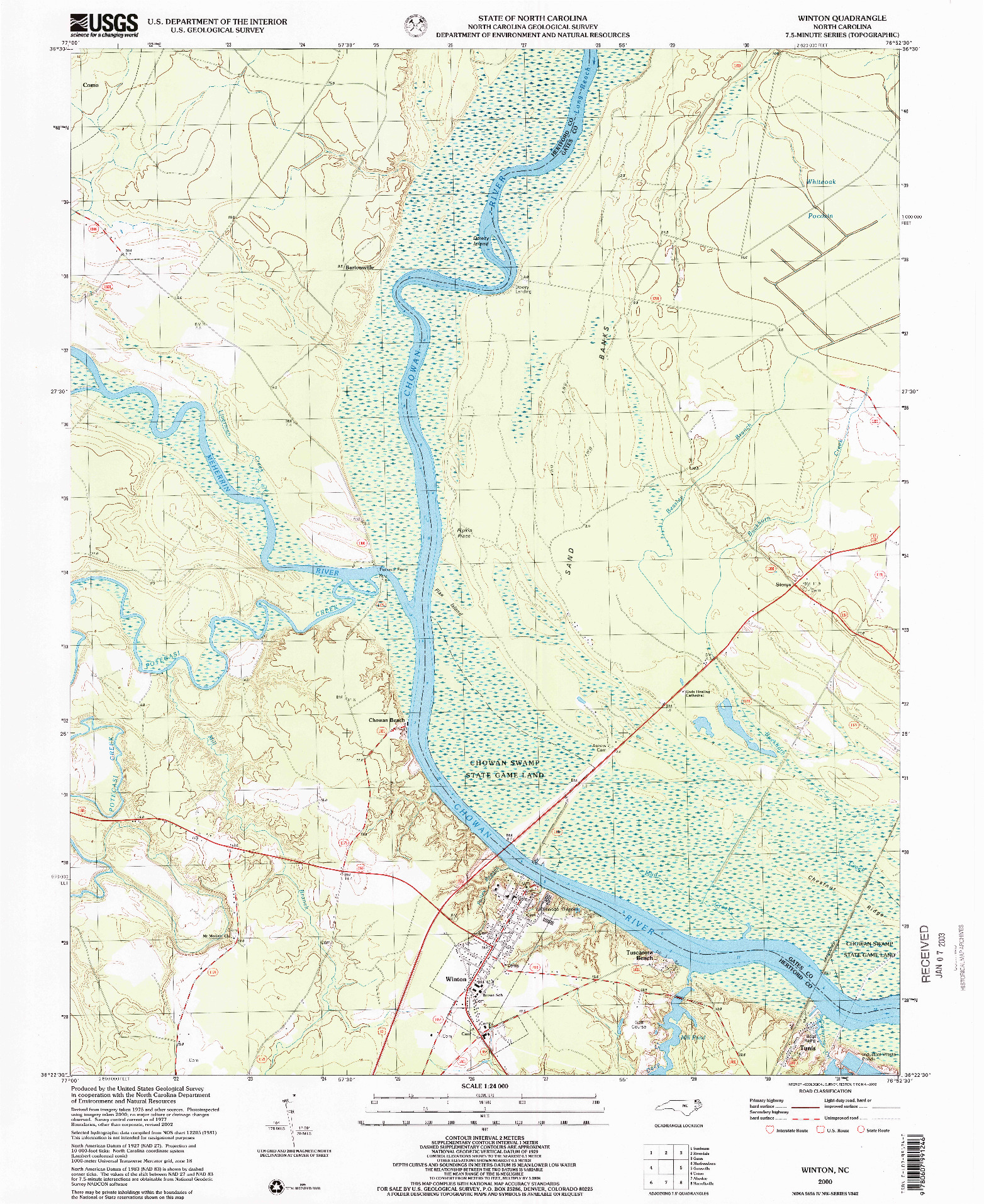 USGS 1:24000-SCALE QUADRANGLE FOR WINTON, NC 2000