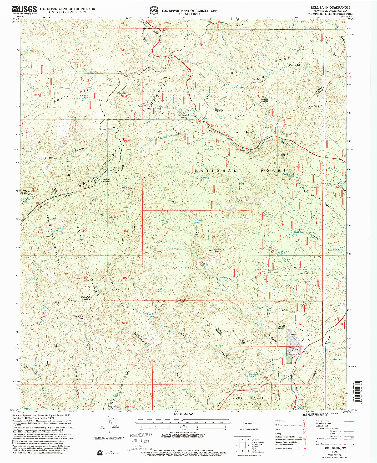 USGS 1:24000-SCALE QUADRANGLE FOR BULL BASIN, NM 1999