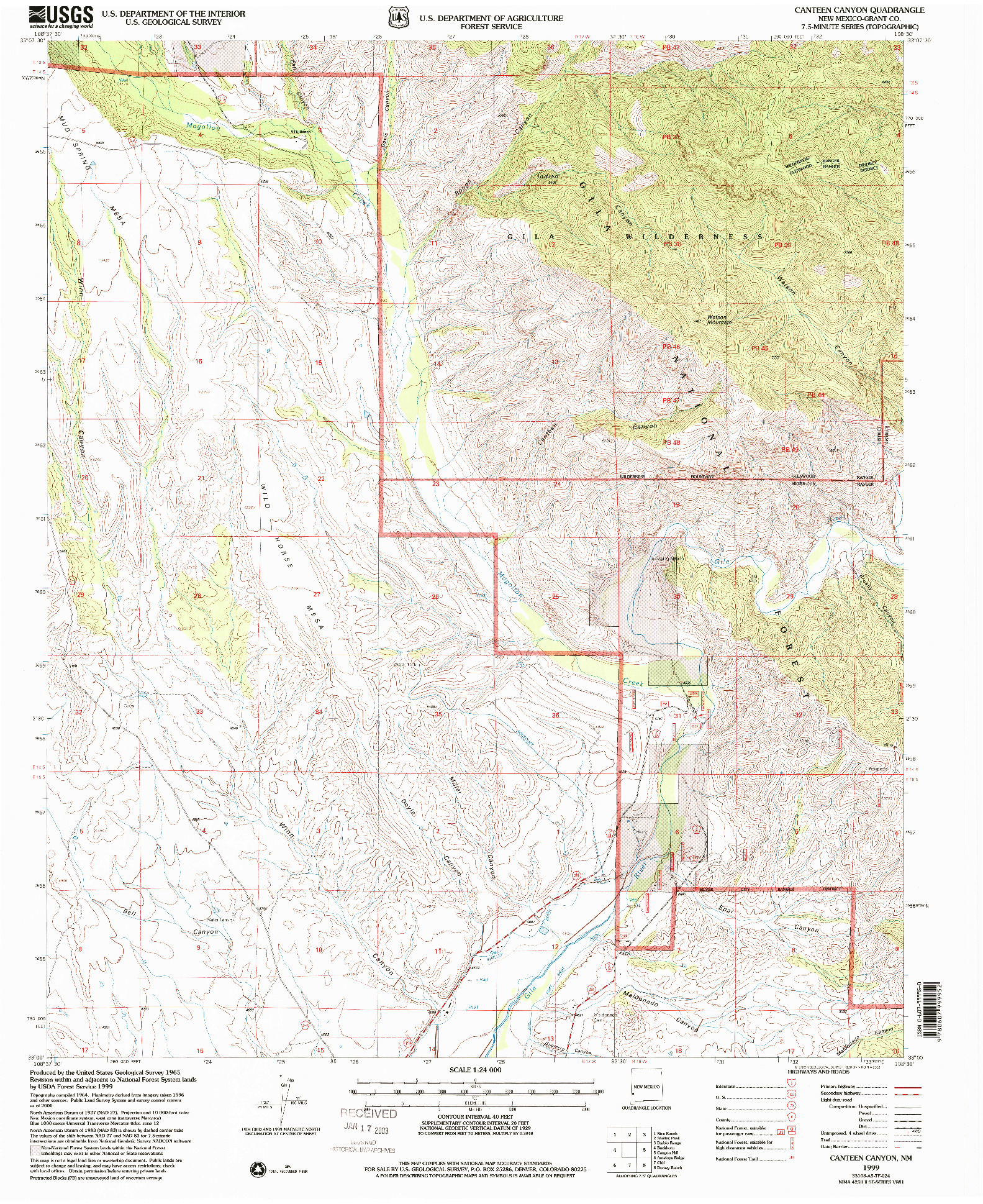 USGS 1:24000-SCALE QUADRANGLE FOR CANTEEN CANYON, NM 1999