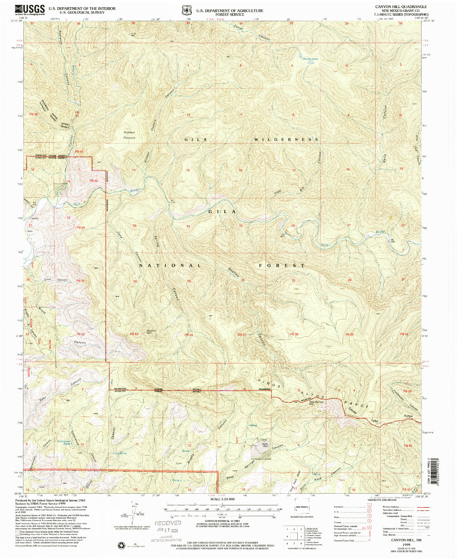 USGS 1:24000-SCALE QUADRANGLE FOR CANYON HILL, NM 1999