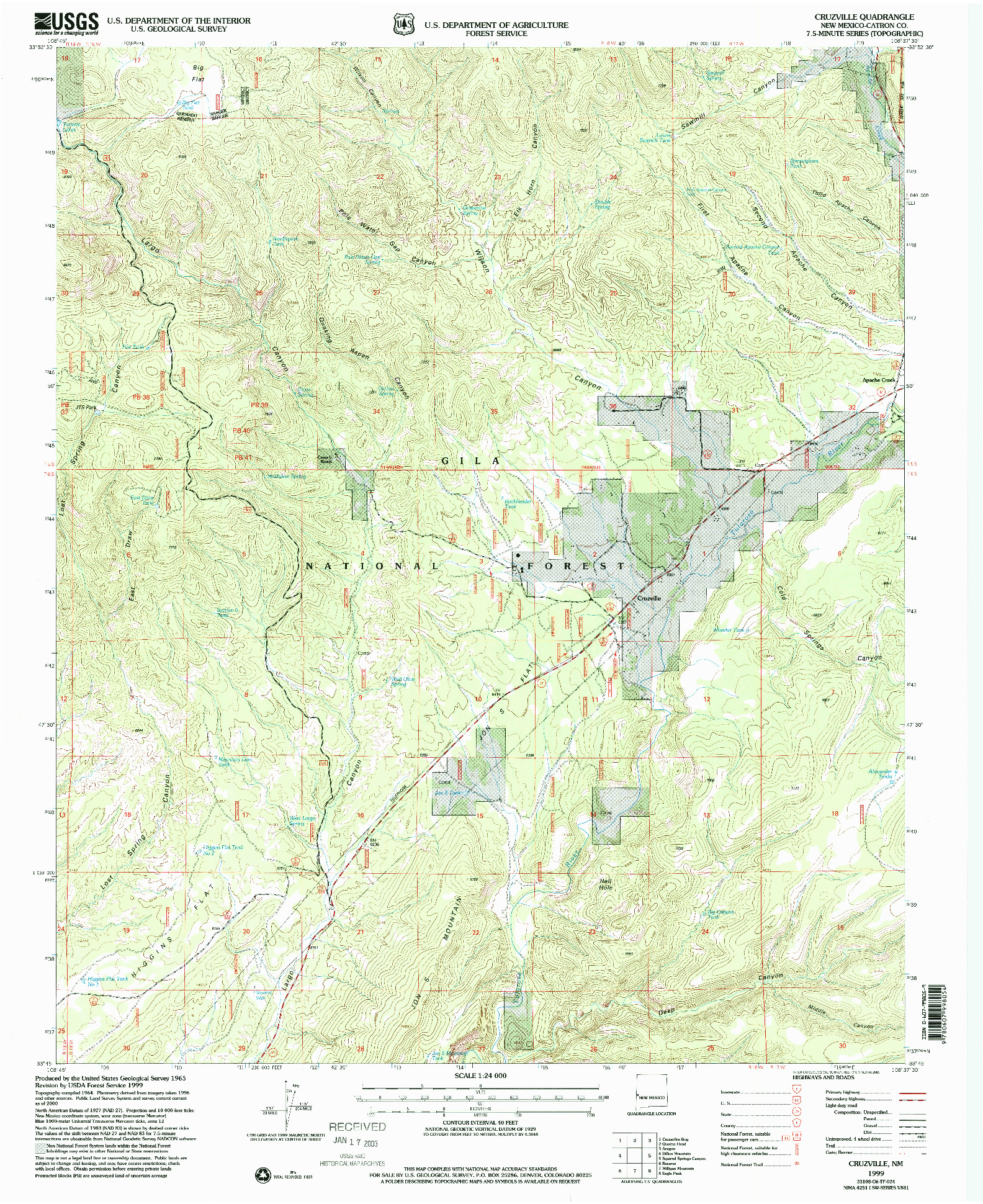 USGS 1:24000-SCALE QUADRANGLE FOR CRUZVILLE, NM 1999