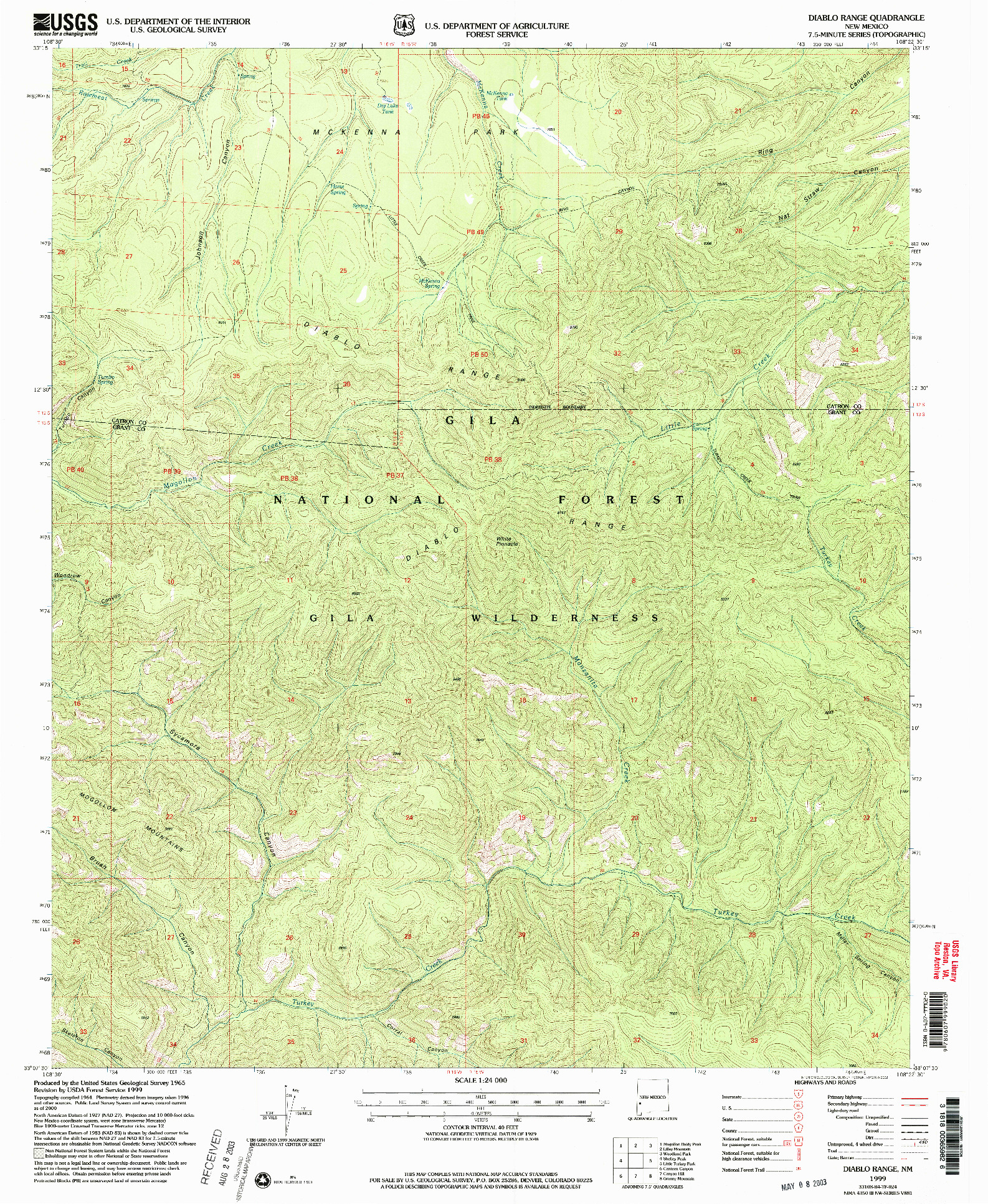 USGS 1:24000-SCALE QUADRANGLE FOR DIABLO RANGE, NM 1999