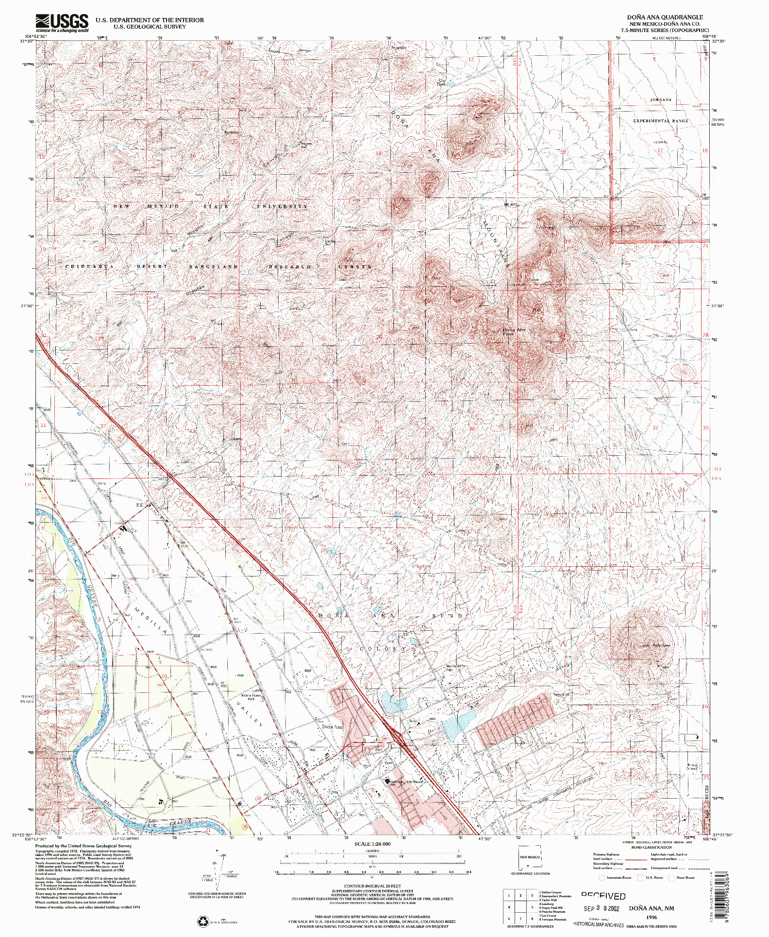 USGS 1:24000-SCALE QUADRANGLE FOR DONA ANA, NM 1996