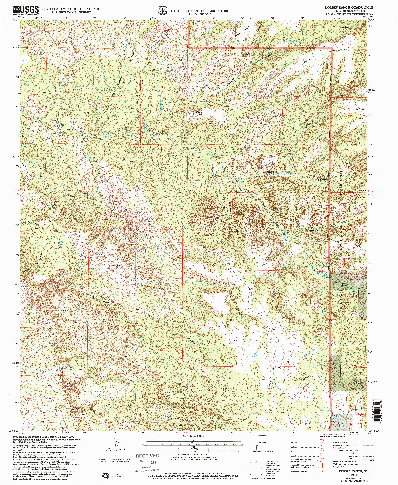 USGS 1:24000-SCALE QUADRANGLE FOR DORSEY RANCH, NM 1999