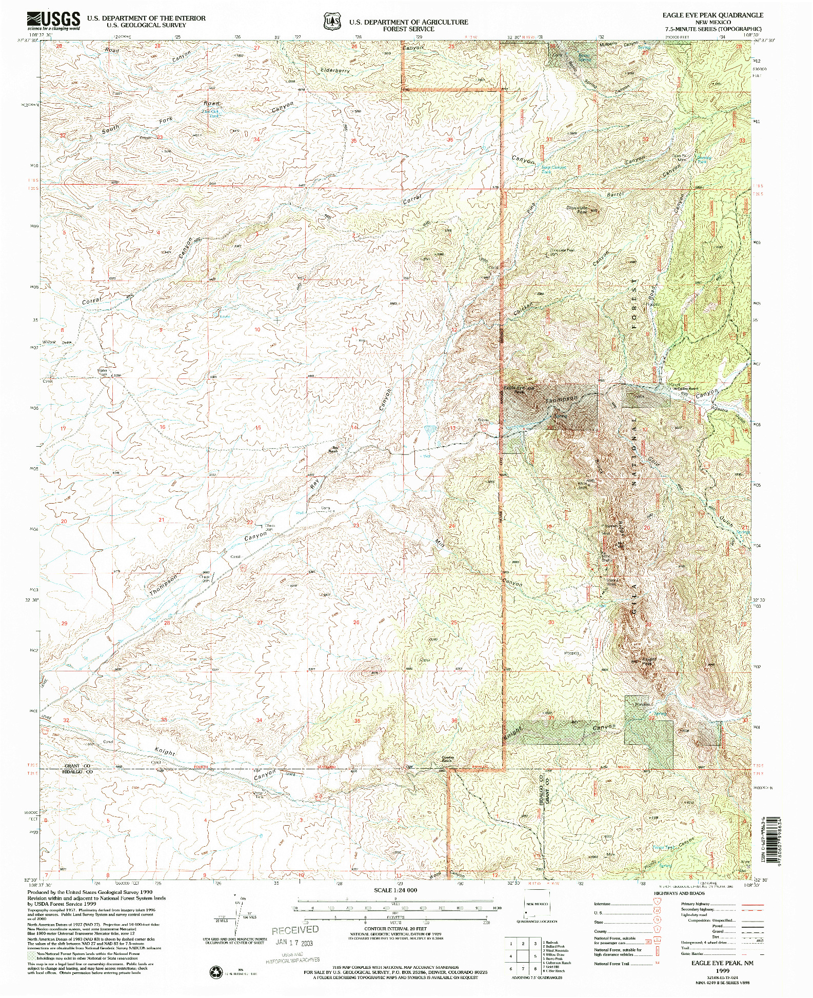 USGS 1:24000-SCALE QUADRANGLE FOR EAGLE EYE PEAK, NM 1999