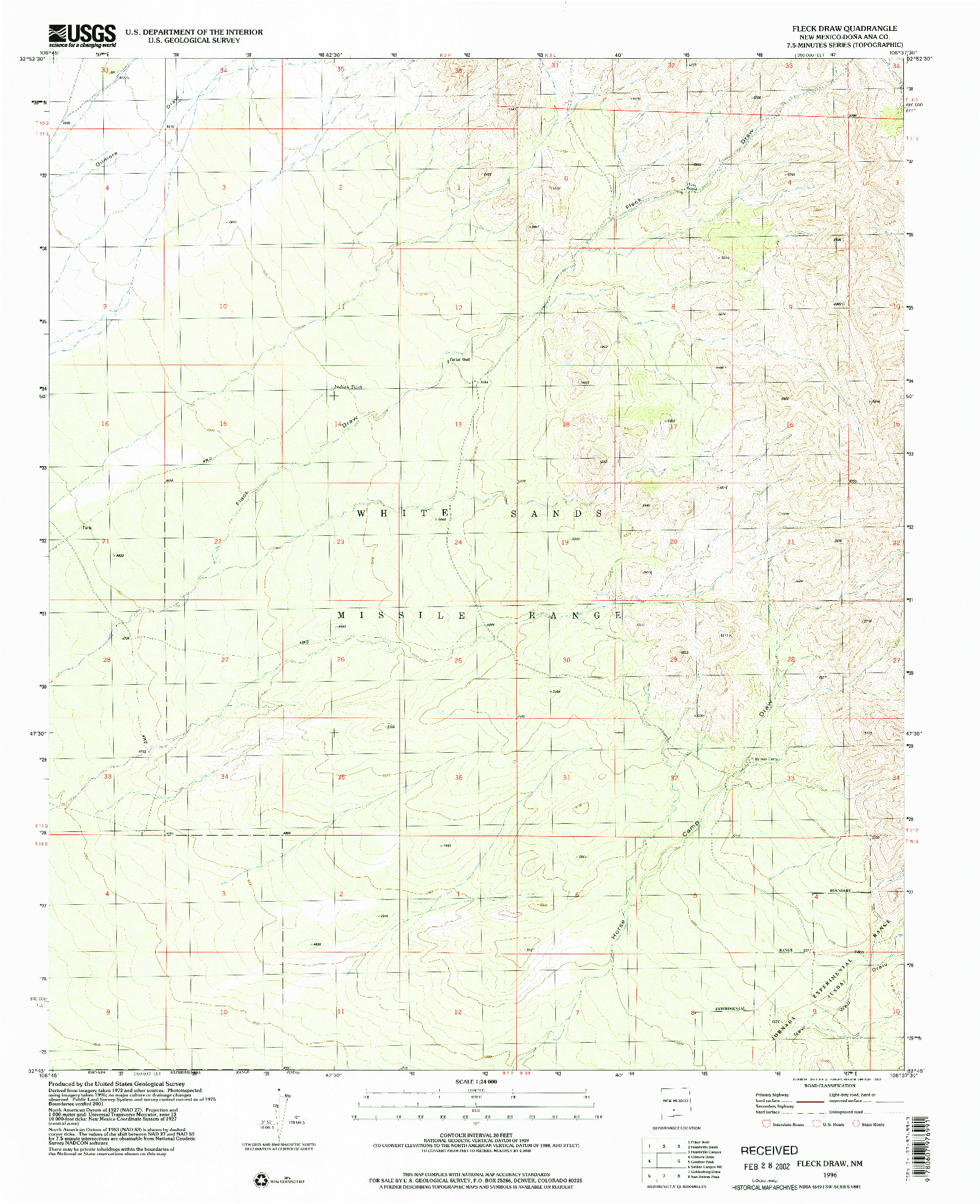 USGS 1:24000-SCALE QUADRANGLE FOR FLECK DRAW, NM 1996