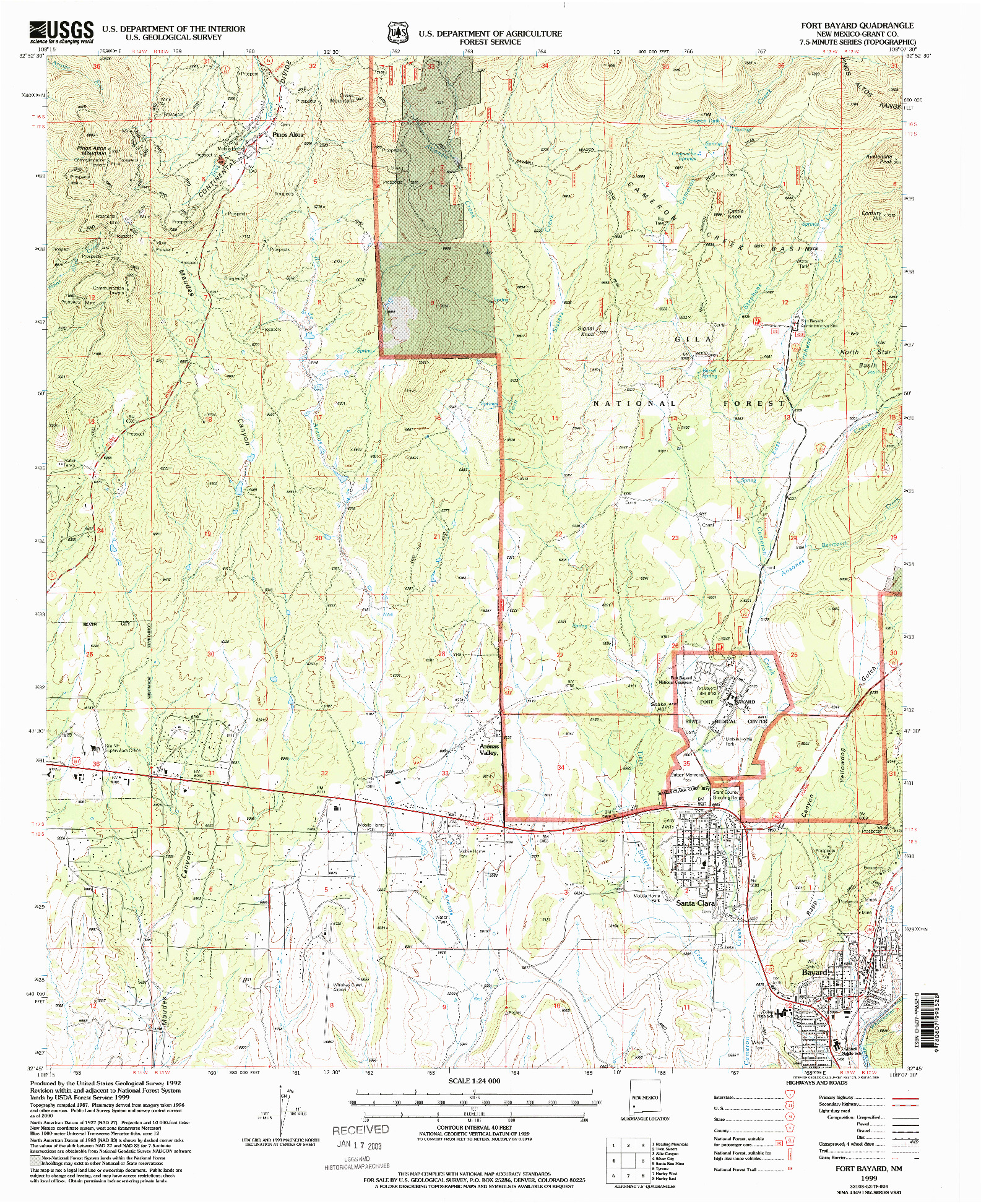 USGS 1:24000-SCALE QUADRANGLE FOR FORT BAYARD, NM 1999